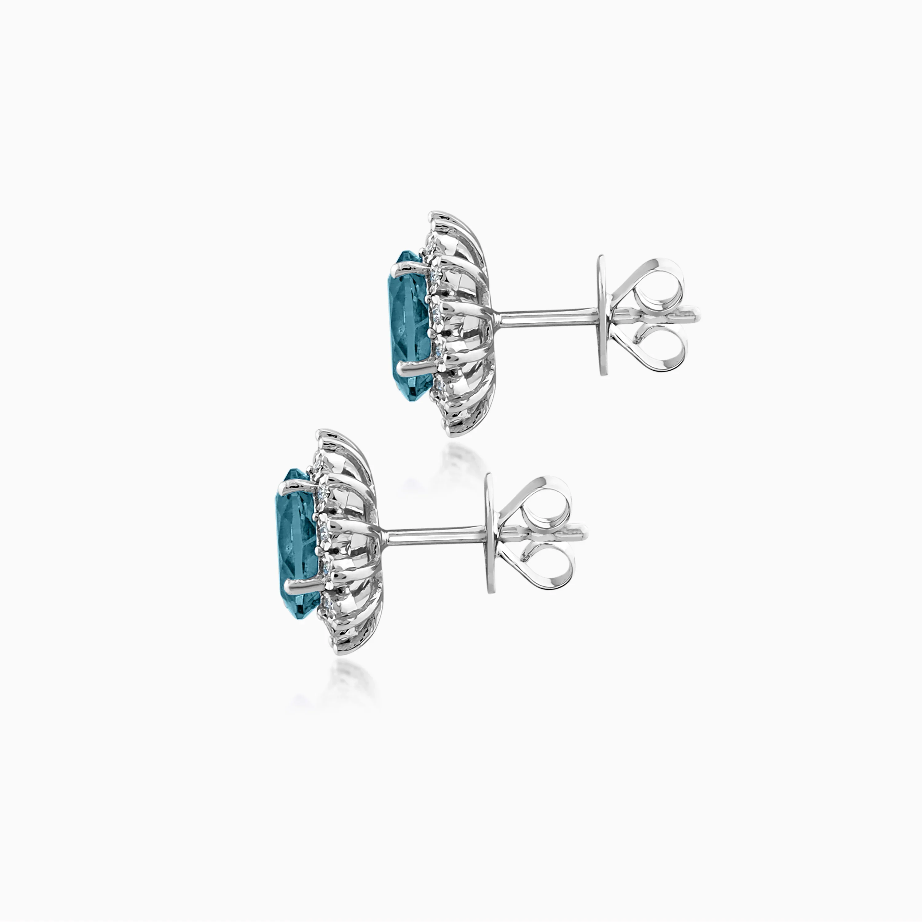 18K White Gold Earrings with Natural Blue Topaz & Diamonds | DIANA Collection - Image 3