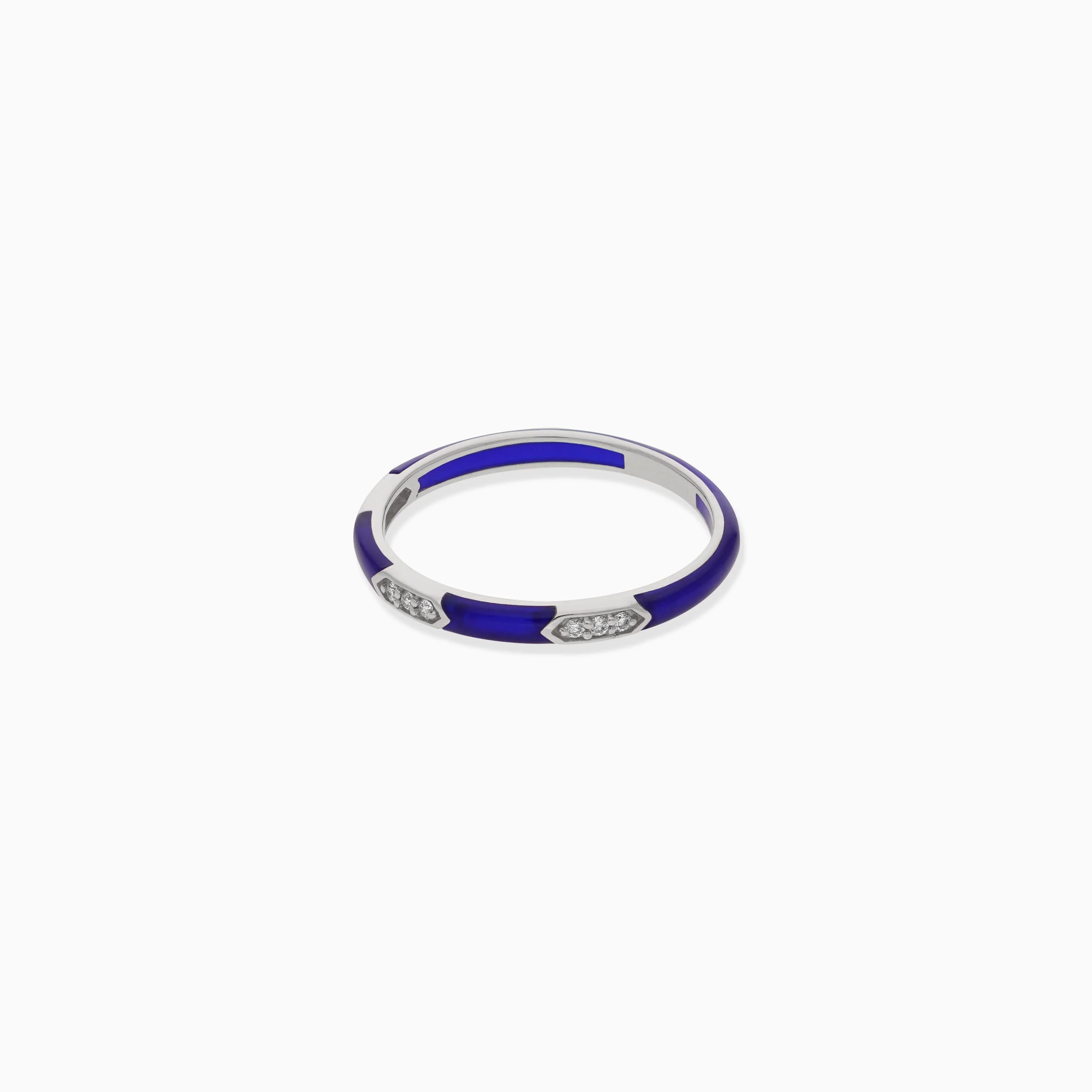 18K White Gold Ring with Diamonds and Blue Ceramic | Alwan Collection - Image 4