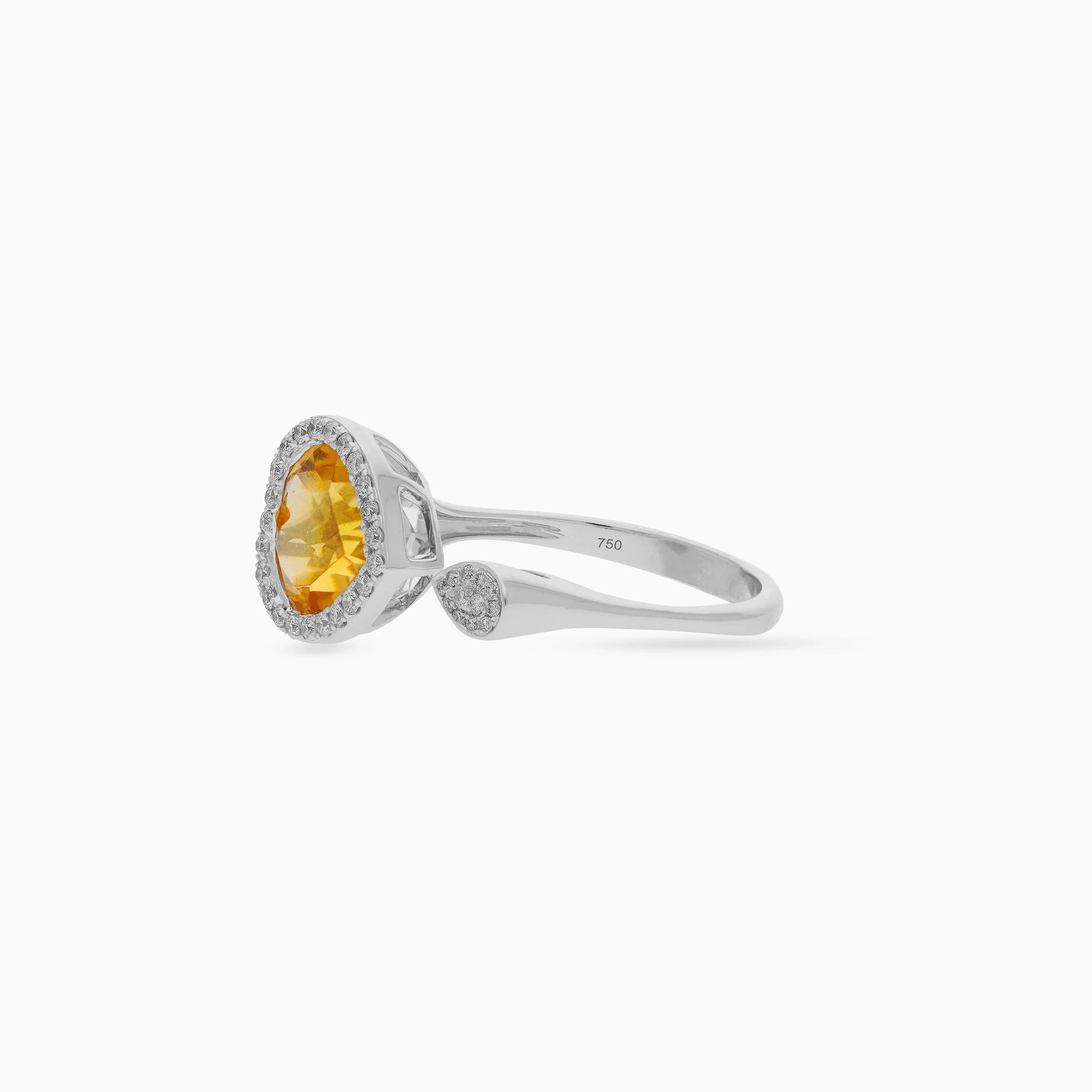 18K White Gold Citrine & Diamond Ring | Rabiya Collection - Image 3
