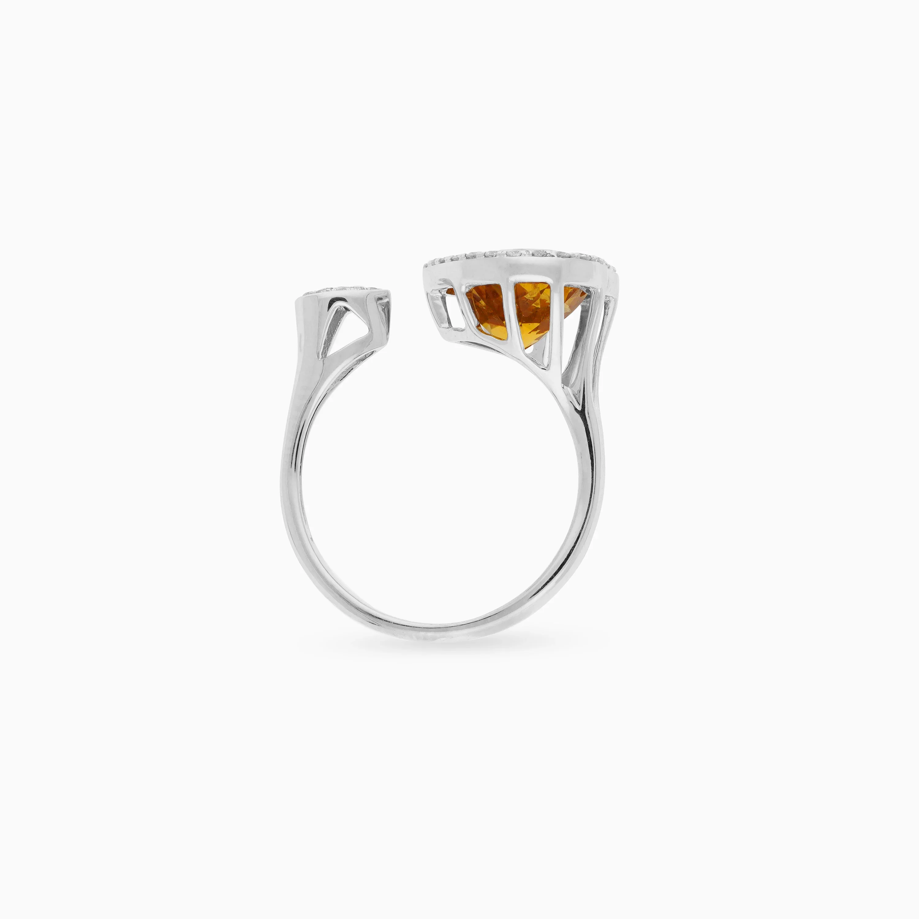 18K White Gold Citrine & Diamond Ring | Rabiya Collection - Image 4
