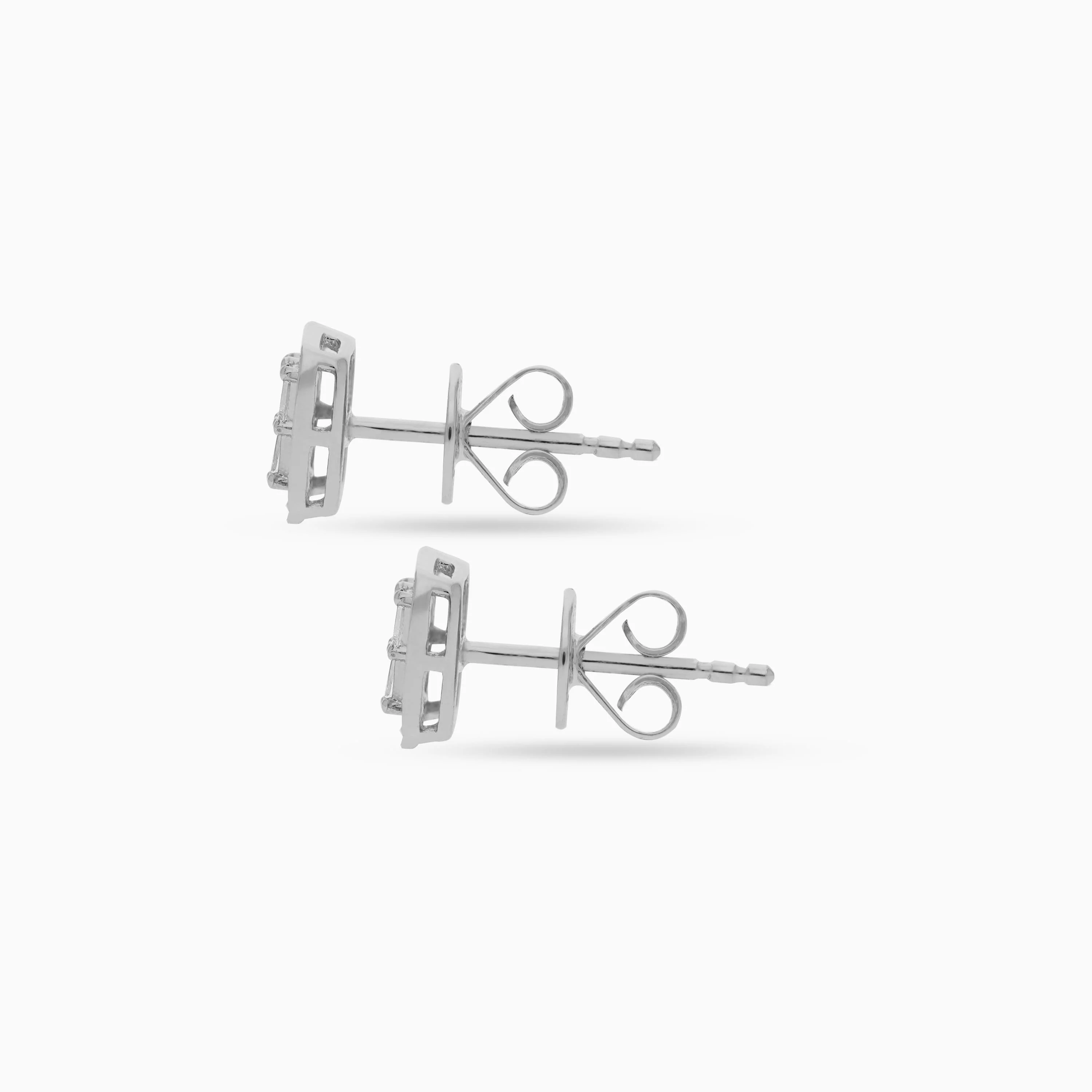 18K WHITE GOLD EARRINGS DECORATED WITH NATURAL DIAMOND STONES - FROM CARRE COLLECTION - Image 4