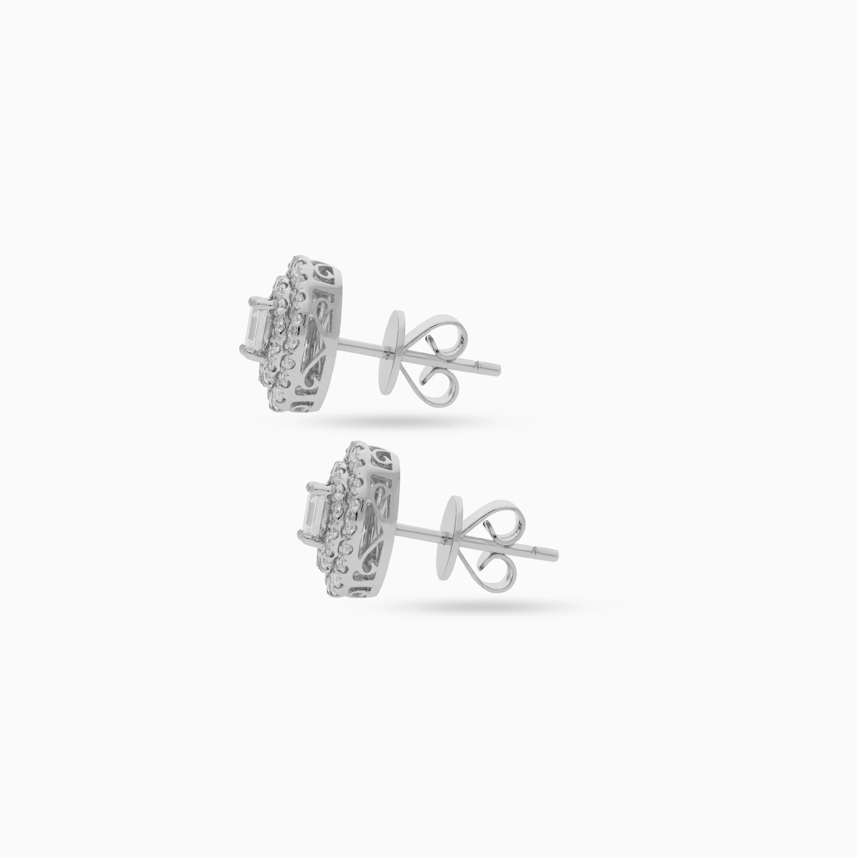 18K White Gold Diamond Stud Earrings – Carre Collection - Image 4