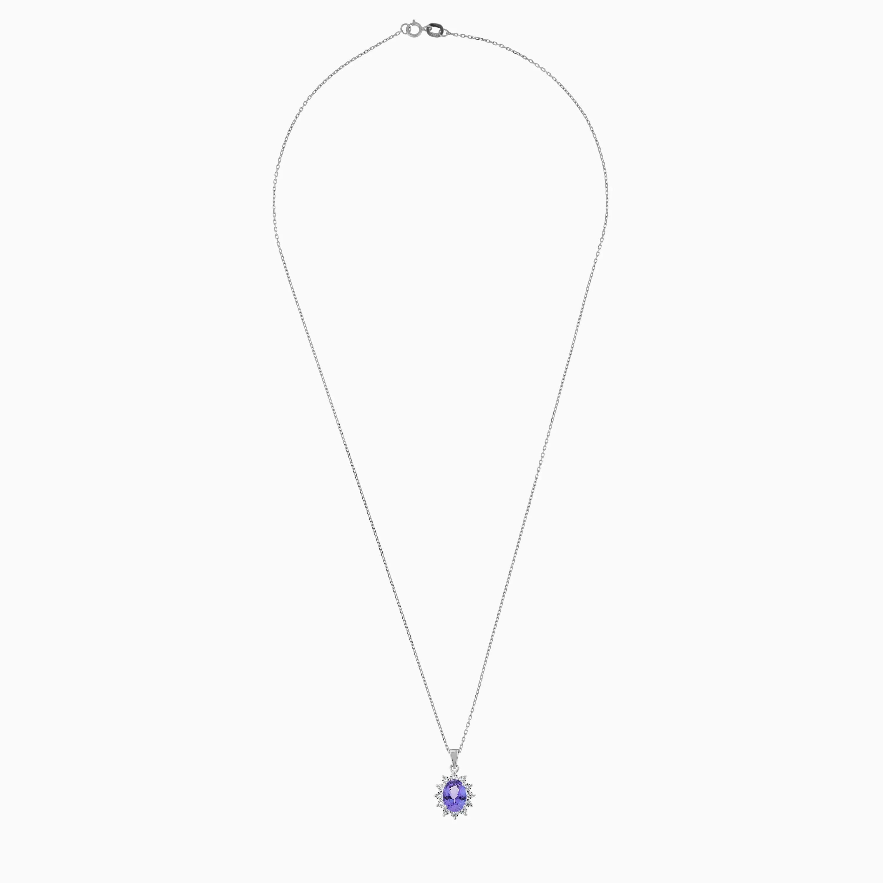 18K White Gold Necklace with Tanzanite and Natural Diamonds | Diana Collection - Image 3