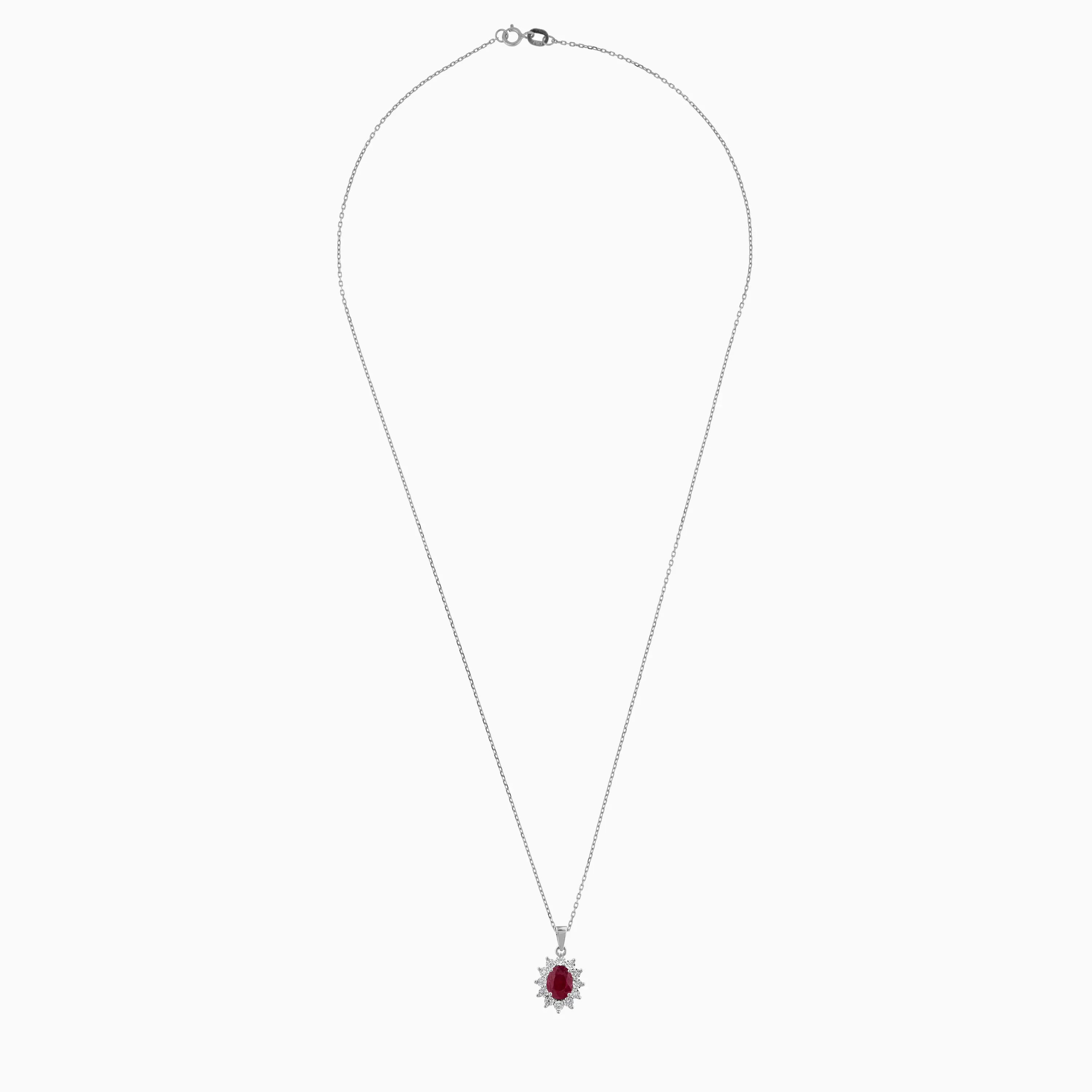 18k White Gold Necklace with Natural Diamonds and Ruby Stones | Diana Collection - Image 3