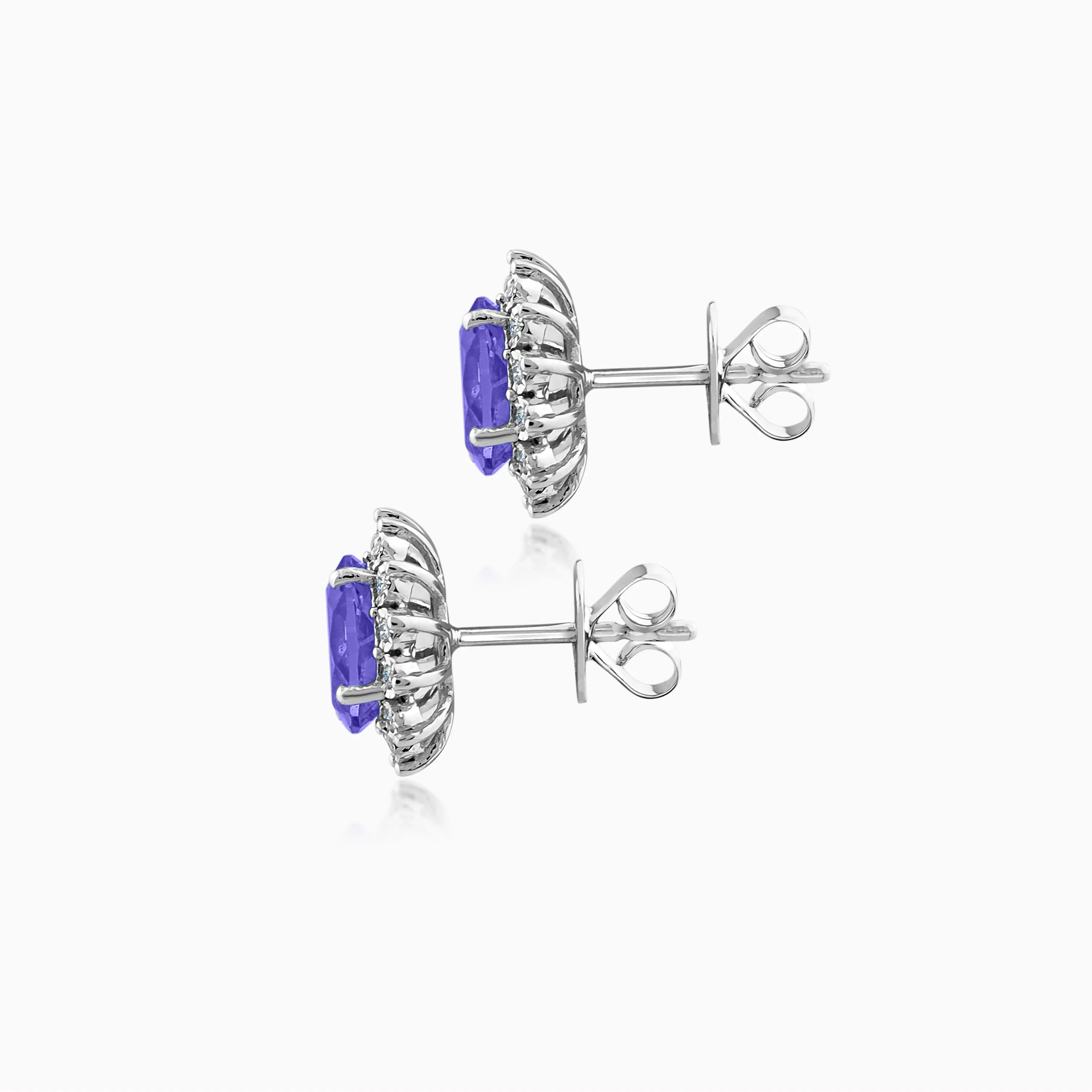 18K White Gold Earrings with Natural Diamonds & Tanzanite | Diana Collection - Image 3