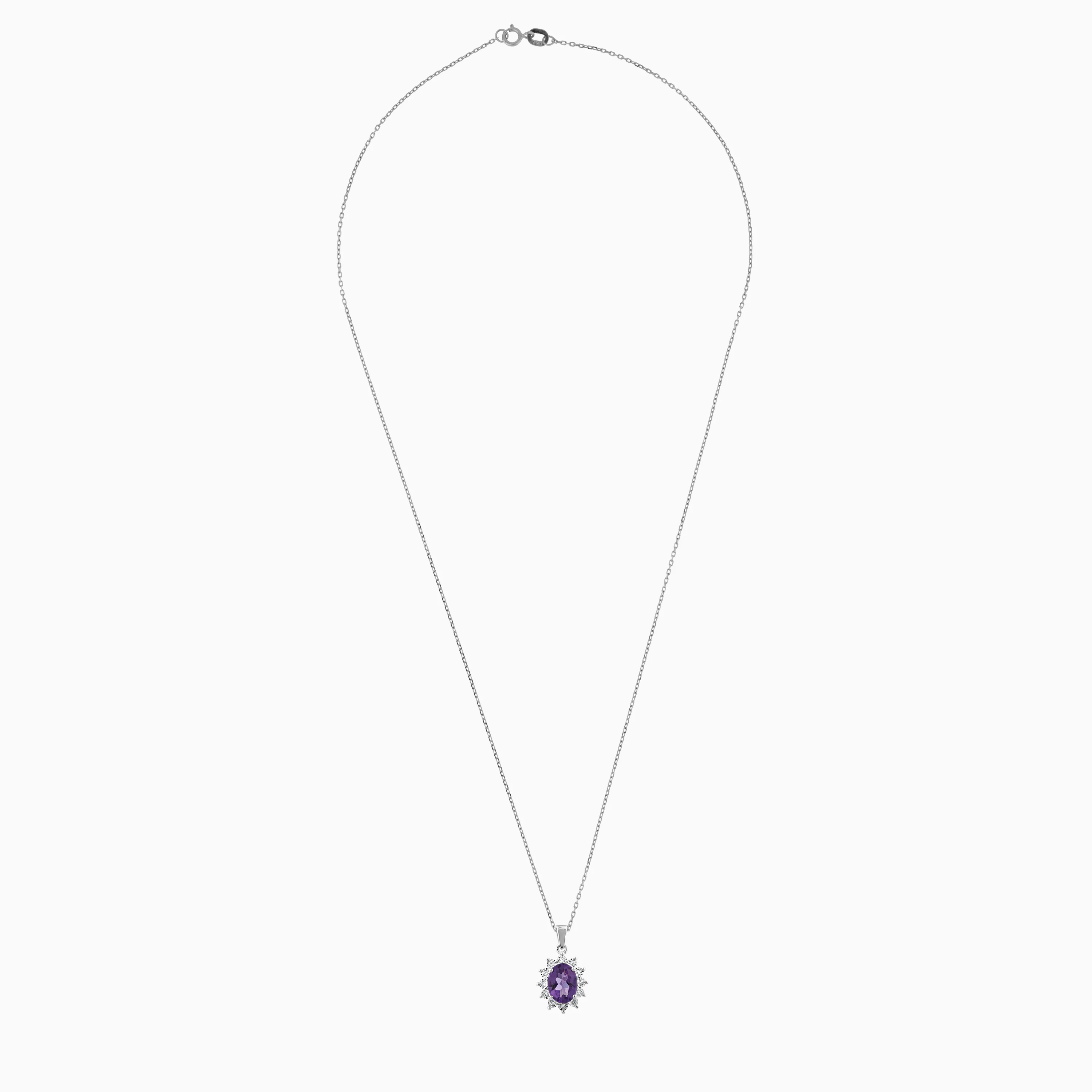 18k White Gold Necklace with Natural Diamonds & Amethyst | Diana Collection - Image 3