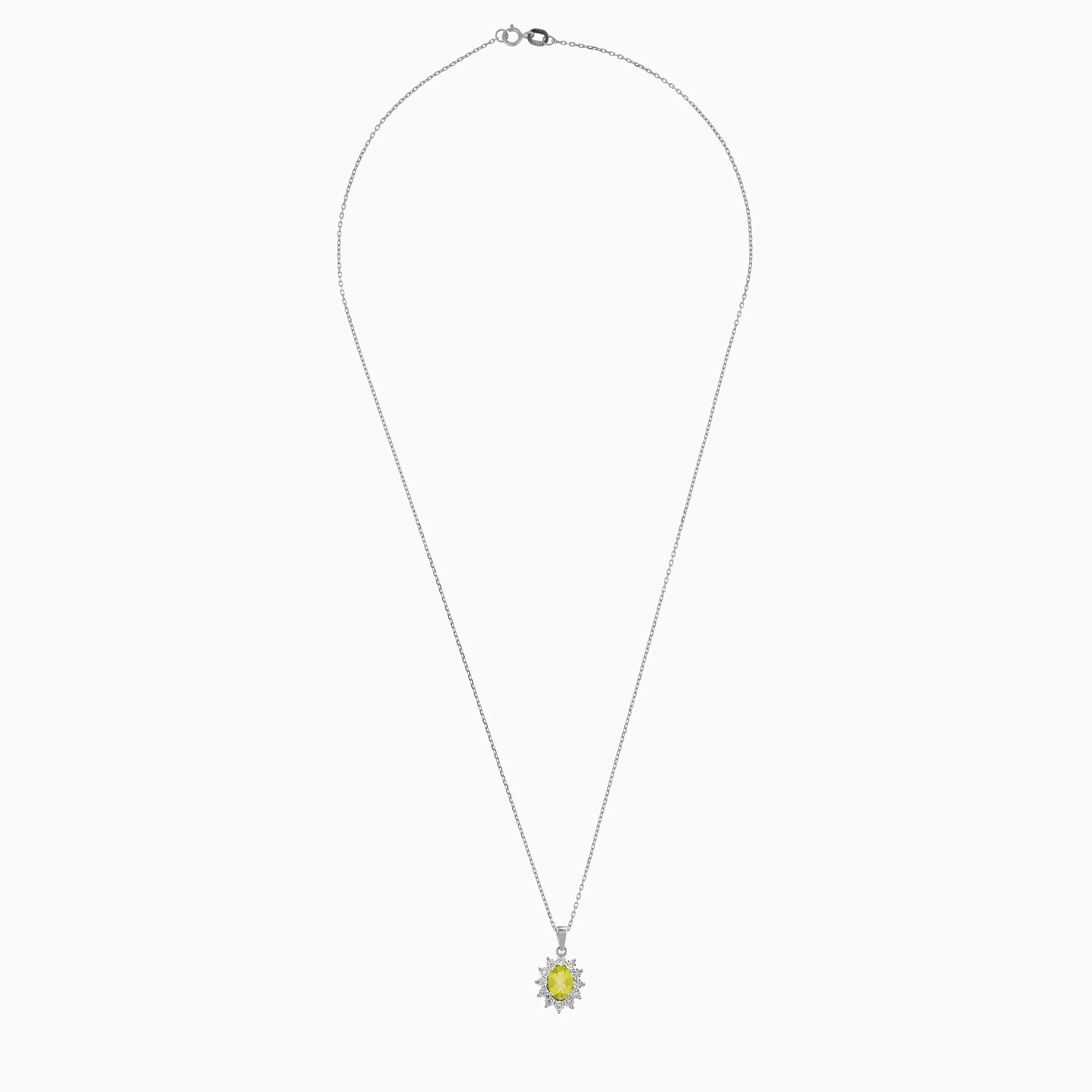 Diamond White Gold Necklace with Natural Peridot | Diana Collection - Image 3