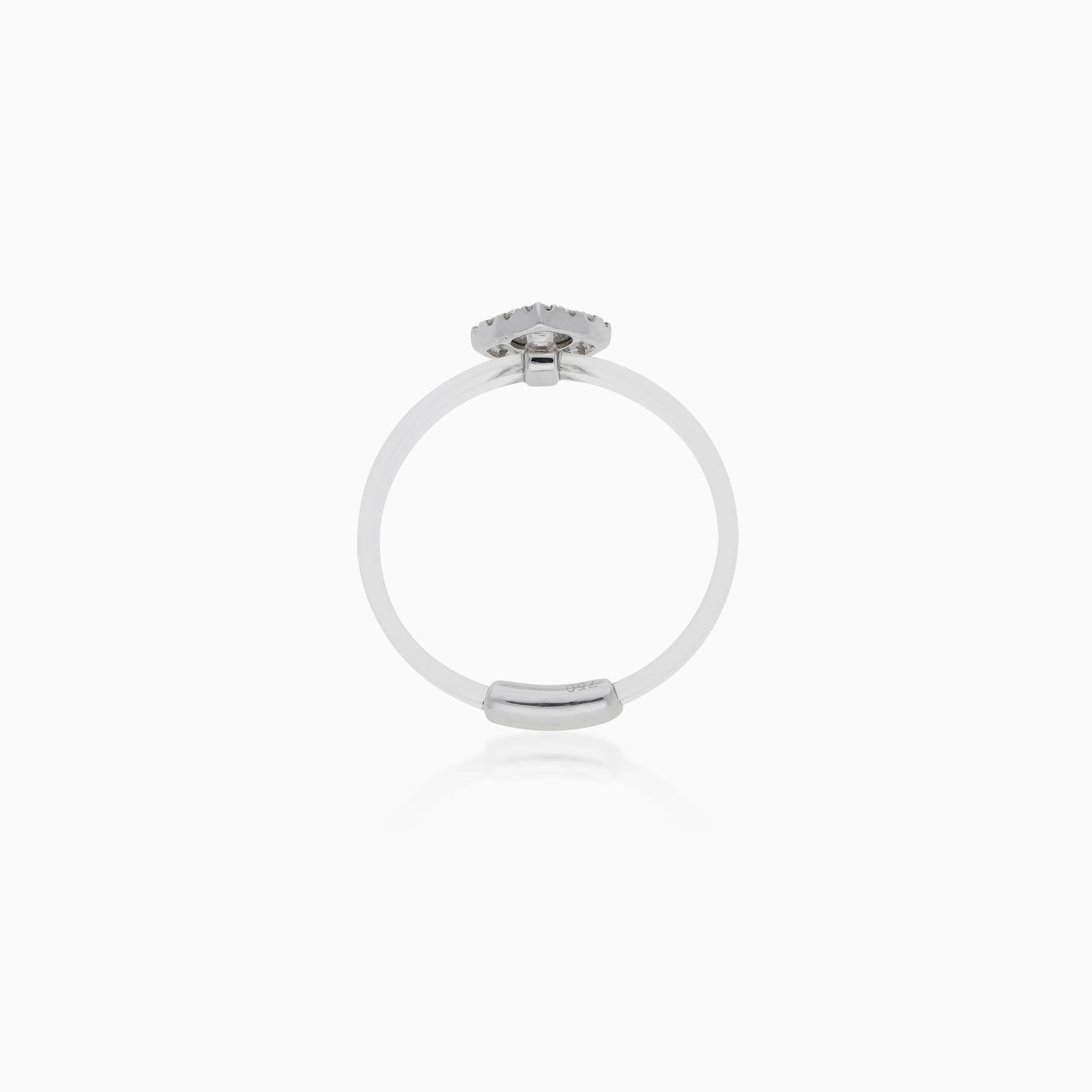 18K White Gold Ring with Fish Thread Band & Natural Diamonds – Floats Collection - Image 3
