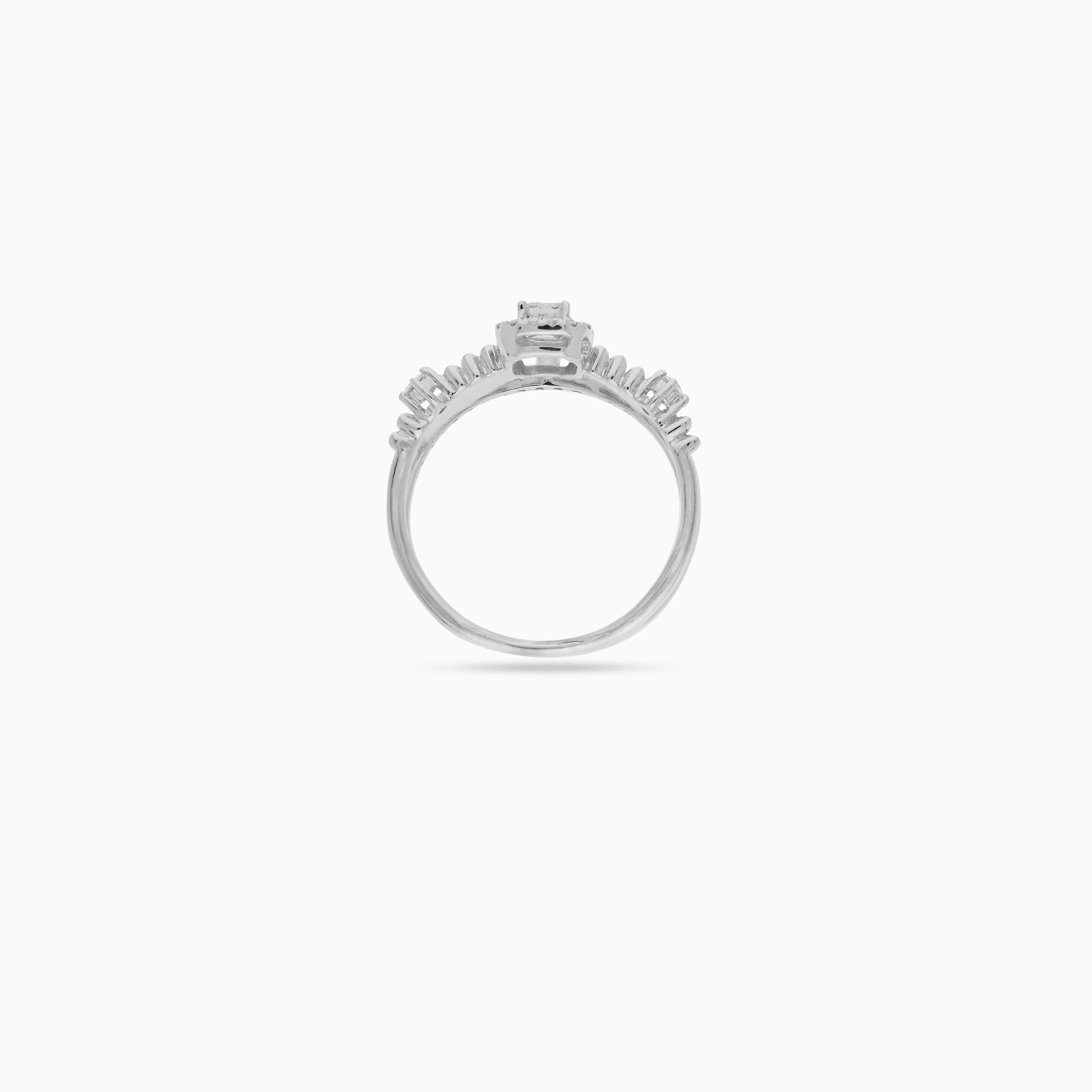 18K WHITE GOLD RING WITH NATURAL DIAMOND STONES - Image 4