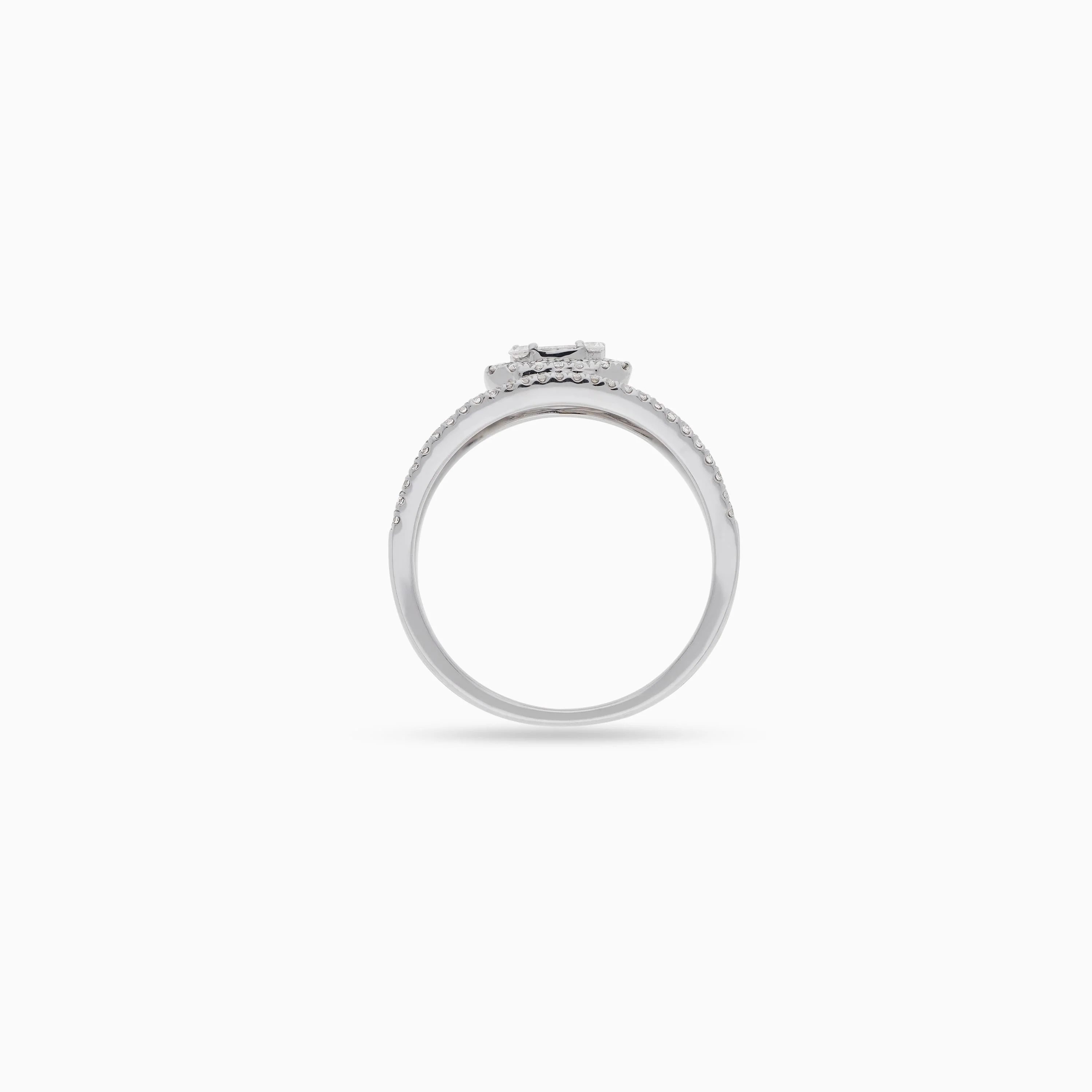 18k white gold ring with natural diamonds & square baguette diamond – carre collection - Image 3