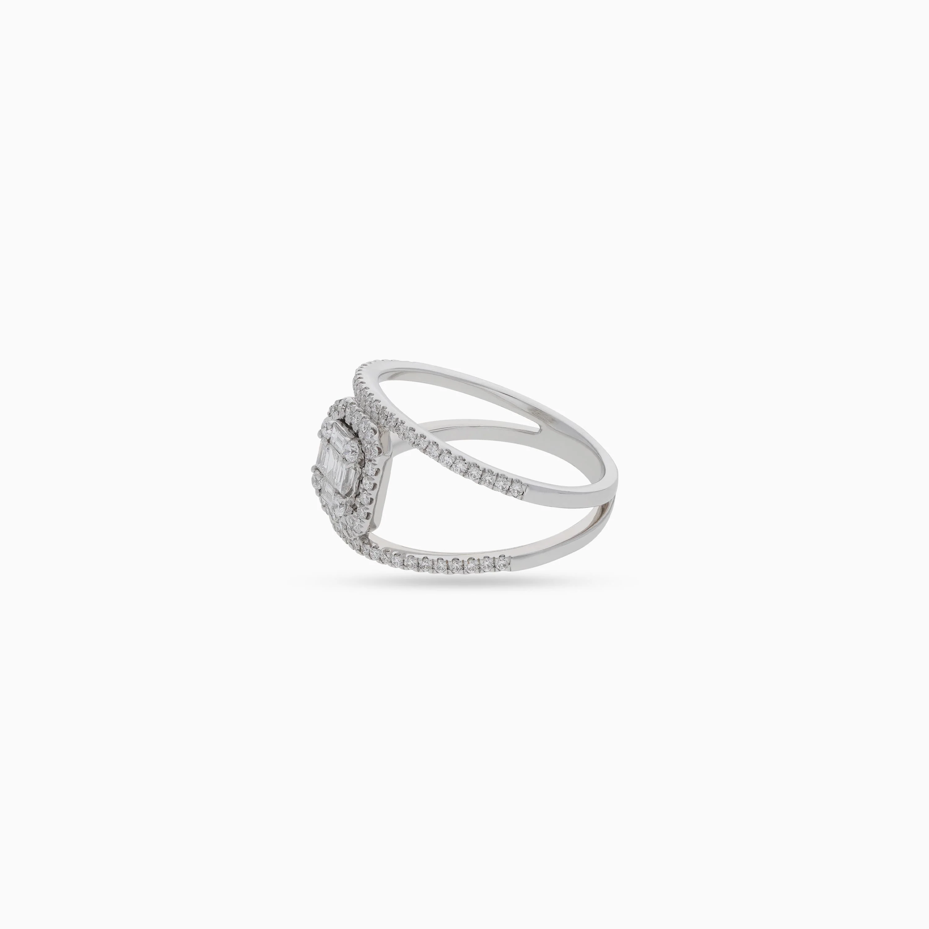 18k white gold ring with natural diamonds & square baguette diamond – carre collection - Image 4