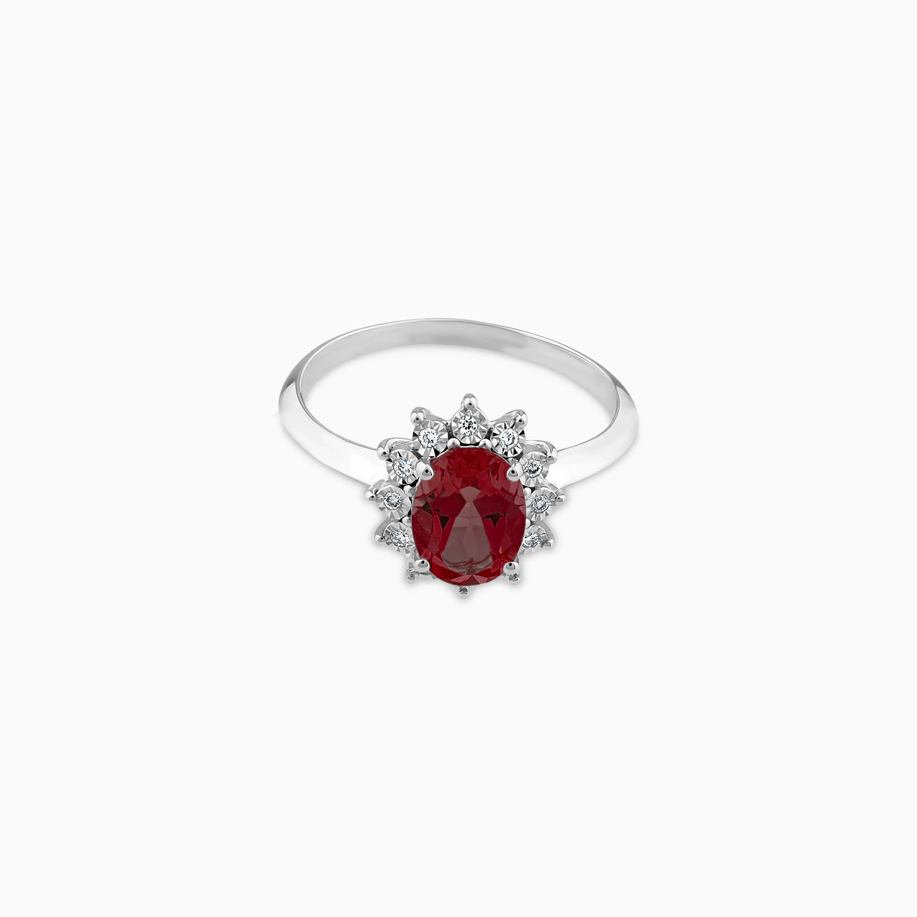 18K White Gold Ring with Natural Diamonds & Ruby Stone | Diana Collection - Image 3