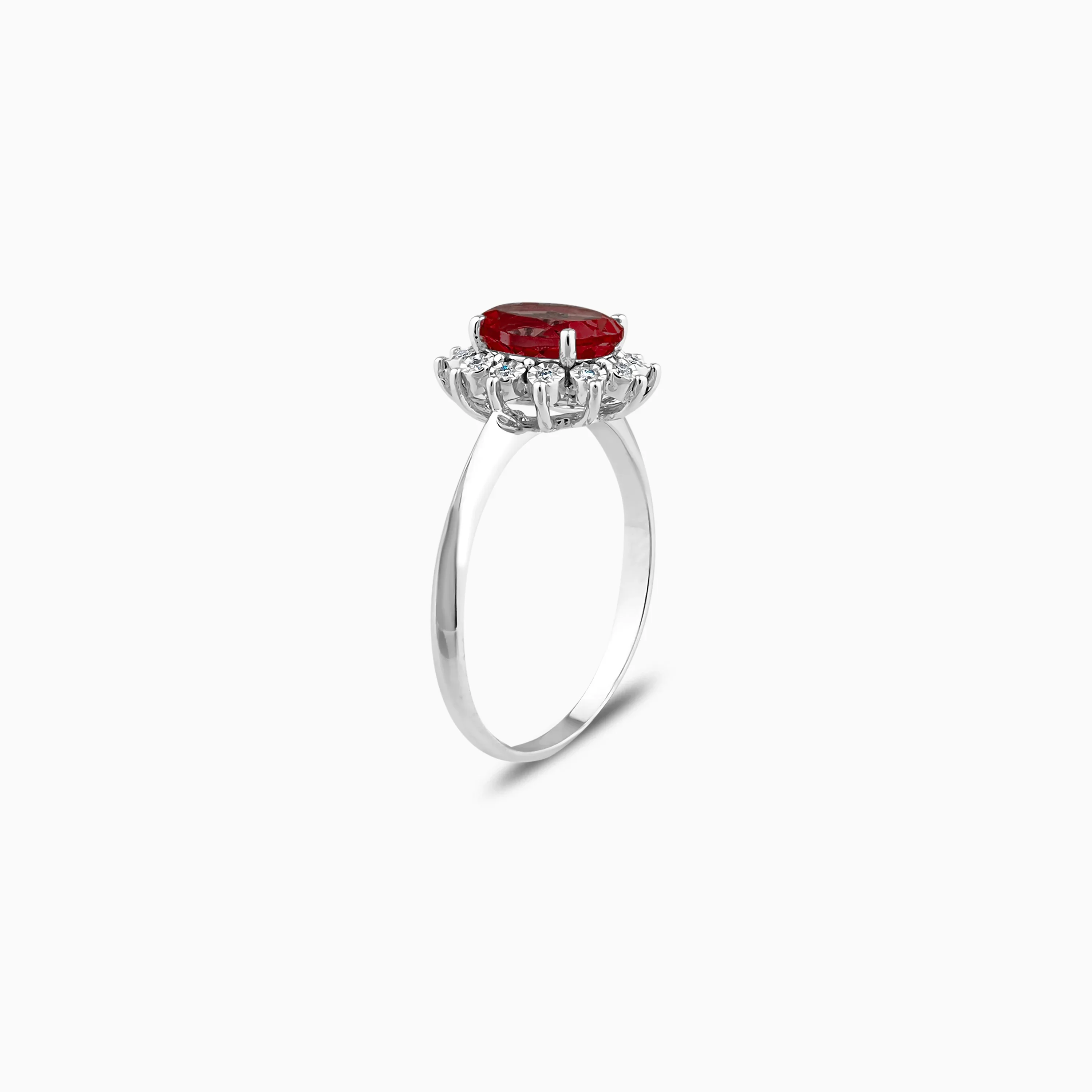 18K White Gold Ring with Natural Diamonds & Ruby Stone | Diana Collection - Image 4