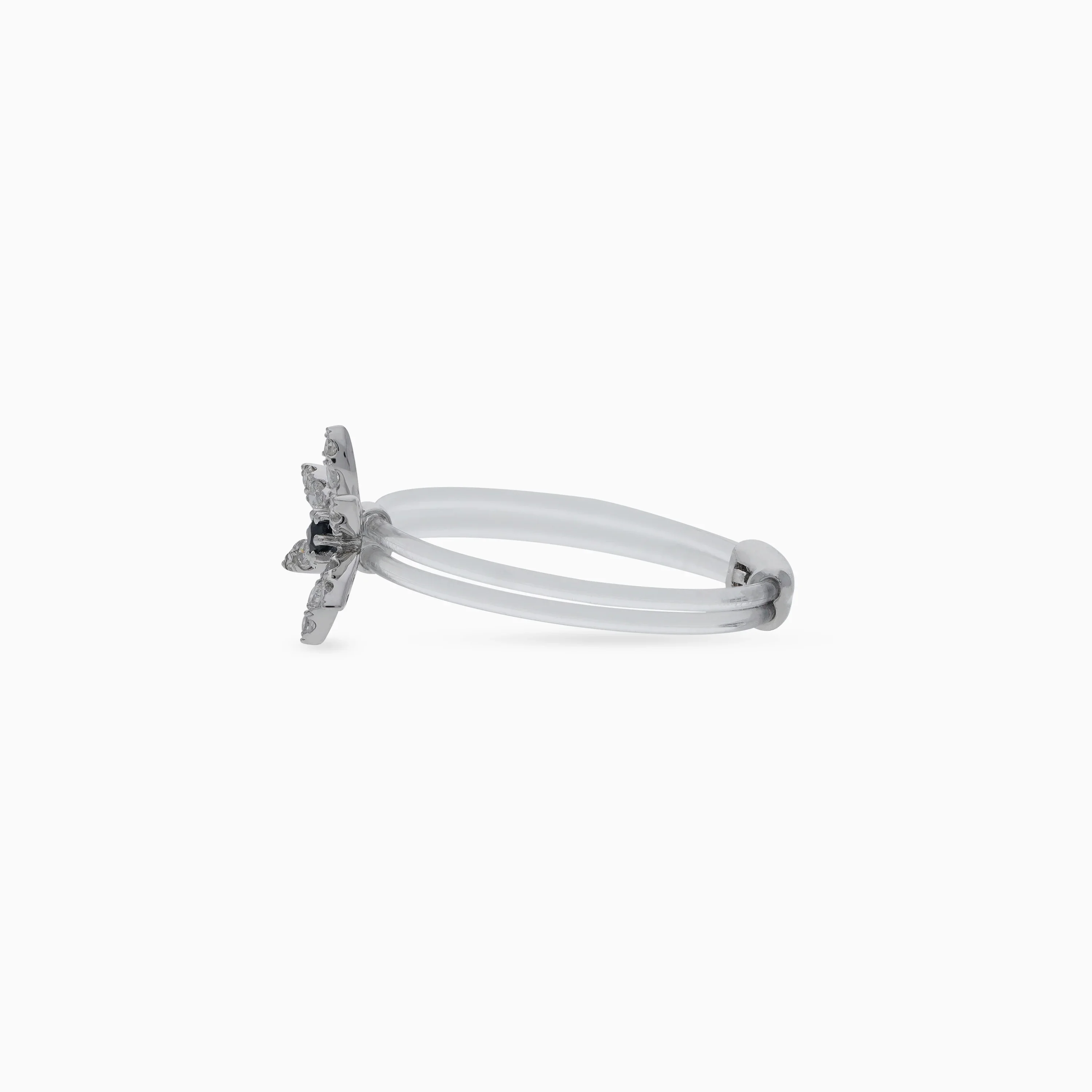 18K White Gold Ring with Diamonds and Sapphire – Floats Collection - Image 4