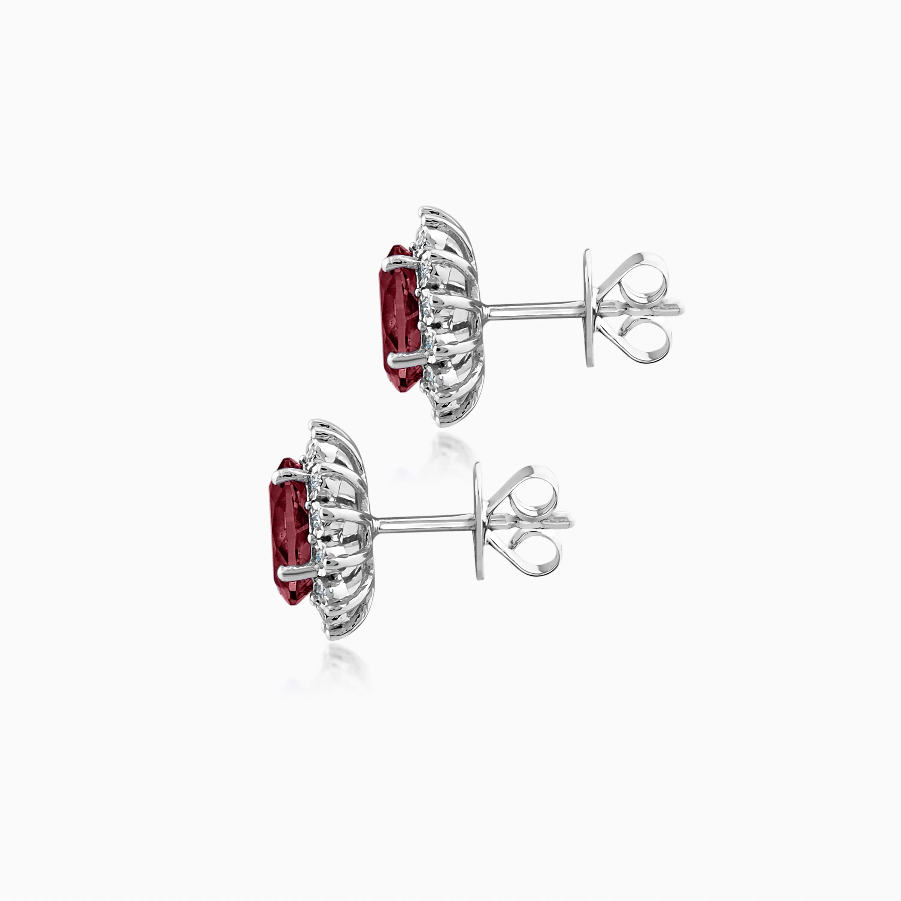 18k White Gold Earrings with Natural Diamonds & Ruby Stones | Diana Collection - Image 3
