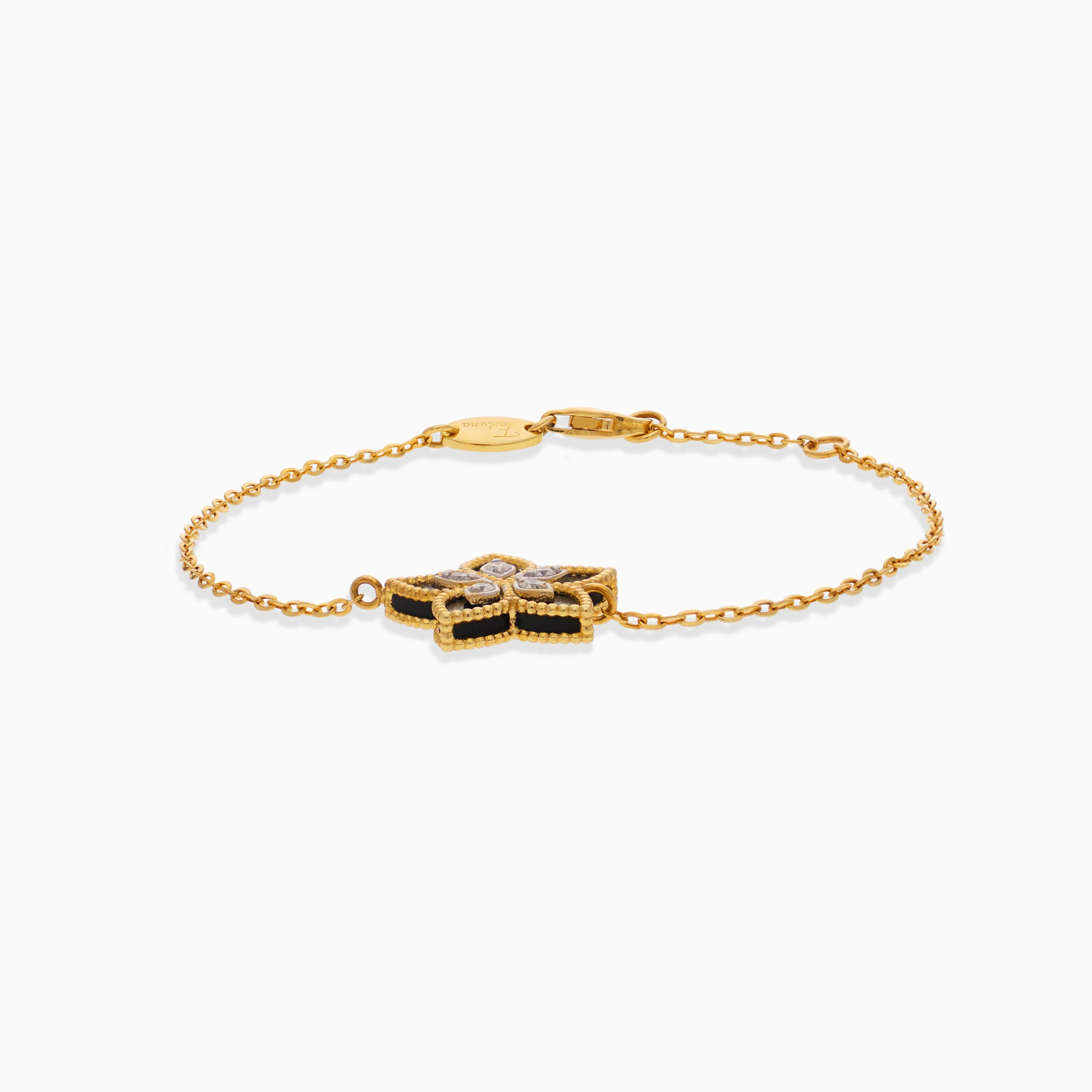 18K Yellow Gold Diamond Bracelet with Black Onyx - Image 3