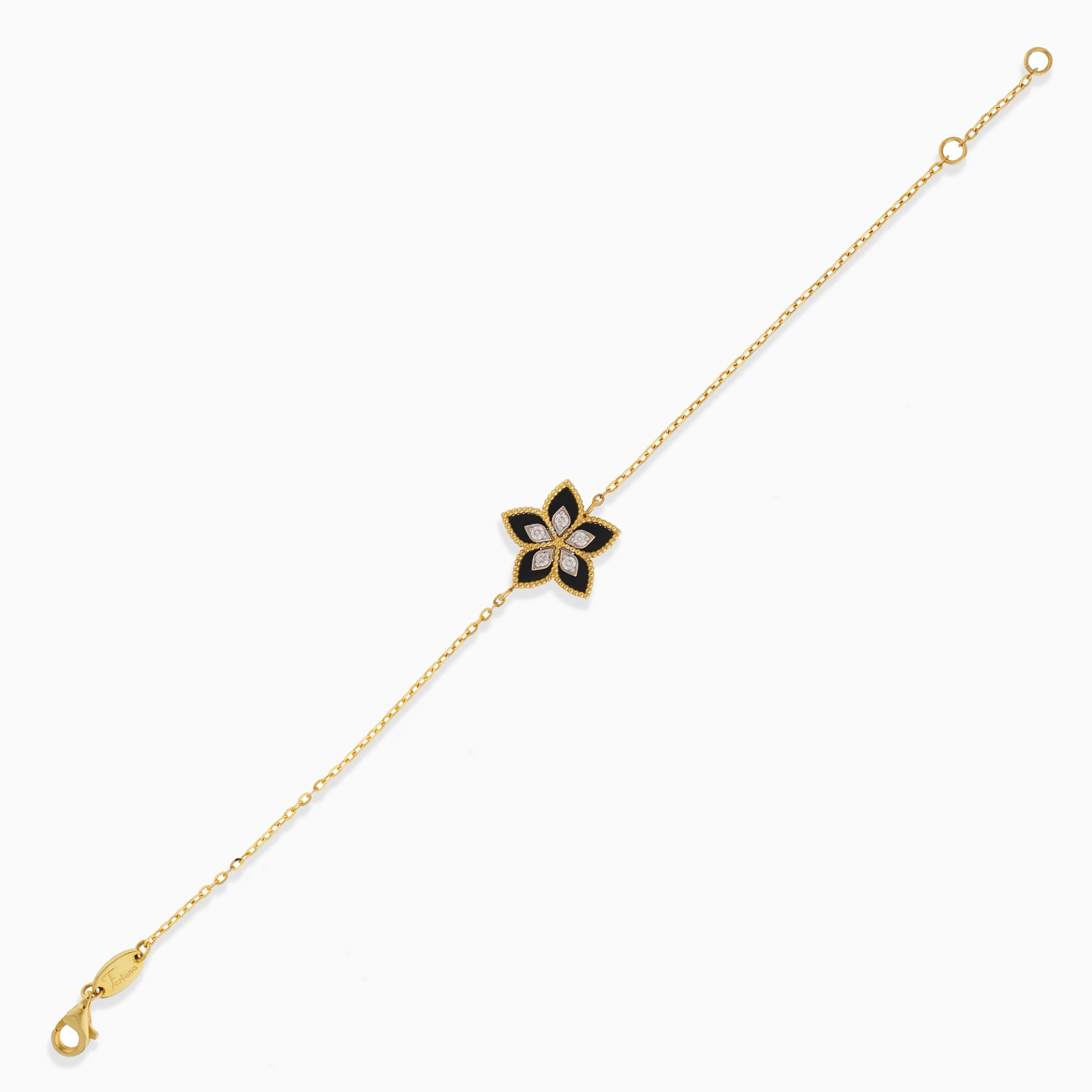 18K Yellow Gold Diamond Bracelet with Black Onyx - Image 4