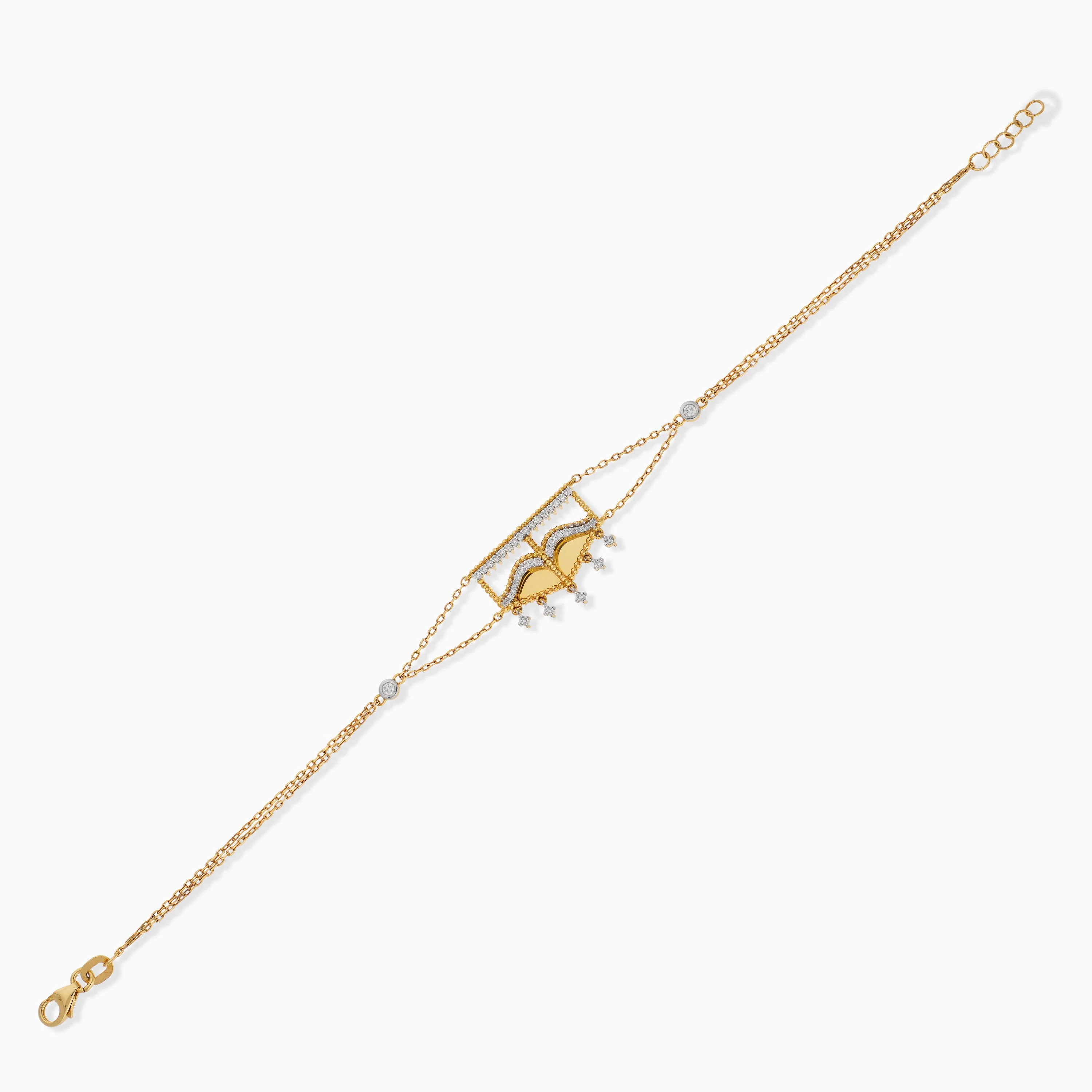 18k Yellow and white Gold bracelet decorated with natural diamond stones - Burqa collection - Image 3