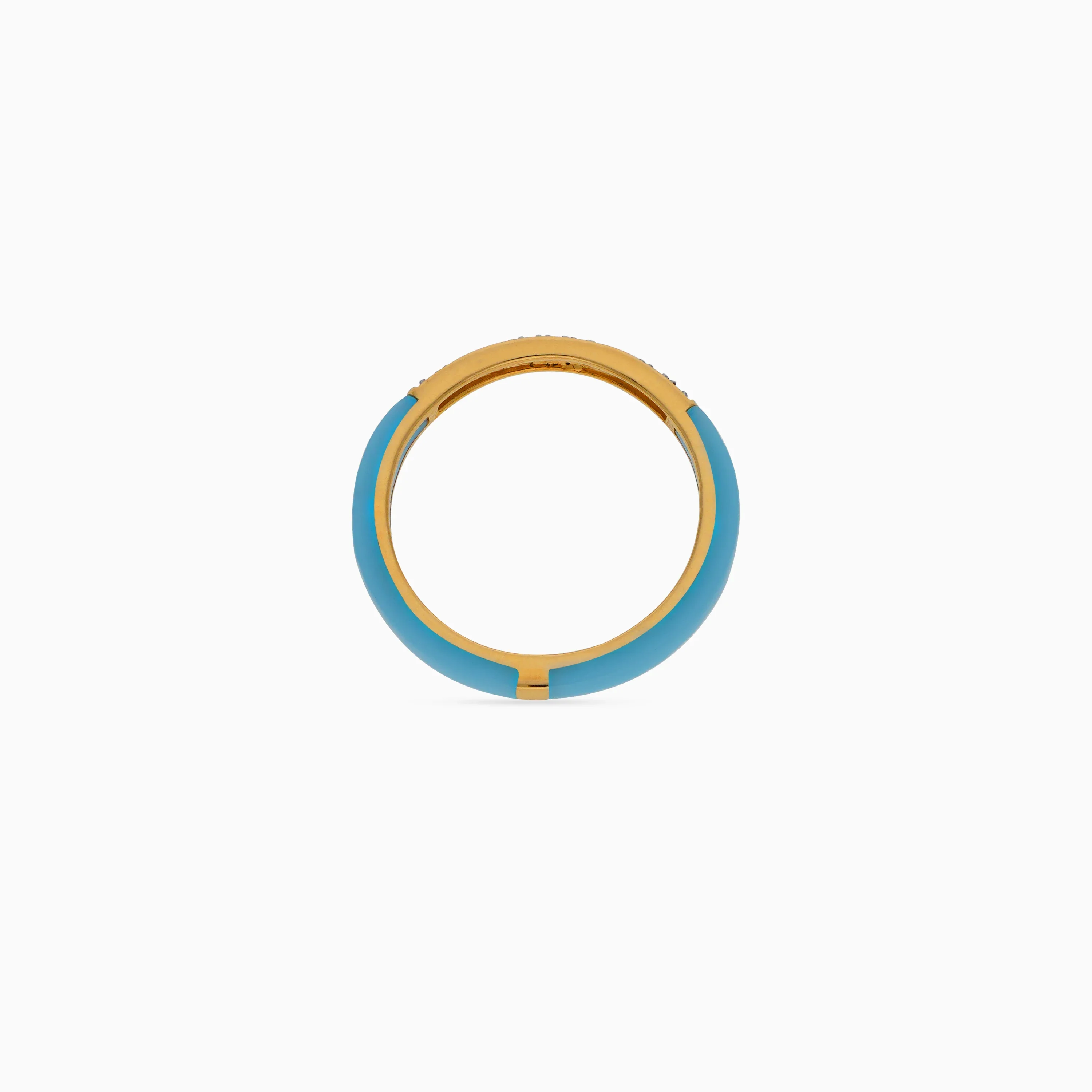 18k Yellow Gold Ring with Natural Diamonds & Turquoise Ceramic | Alwan Collection - Image 4