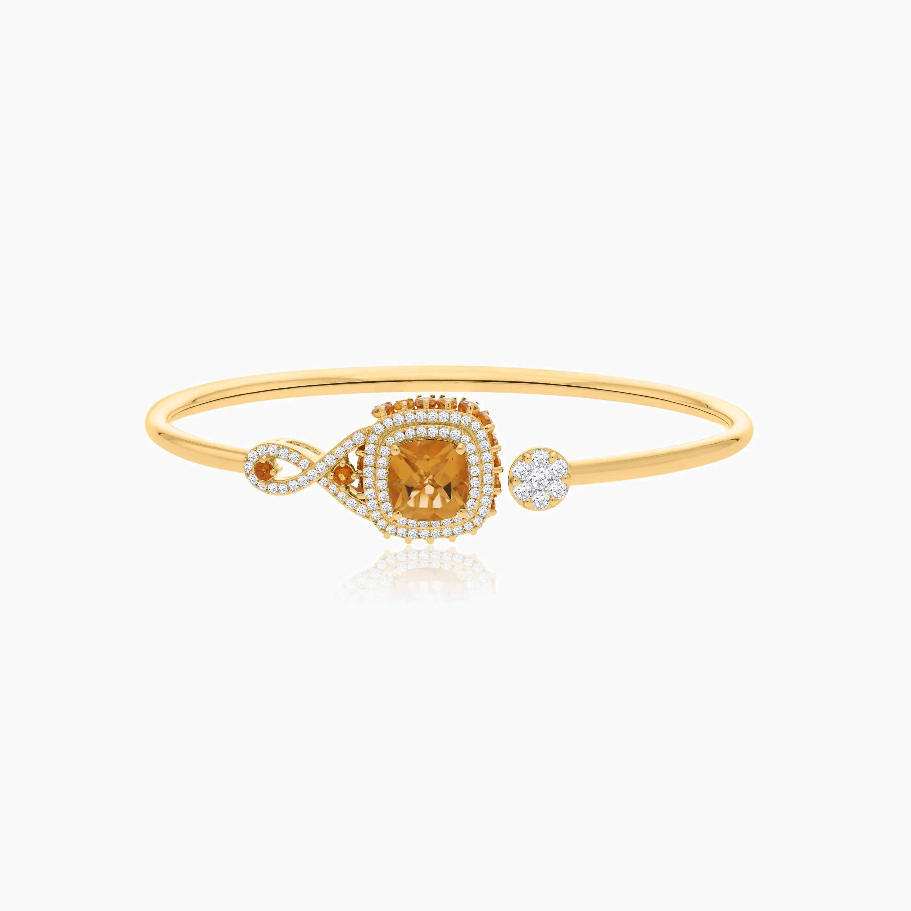18k Yellow Gold Bangle featuring a stunning Citrine Gemstone - Image 3