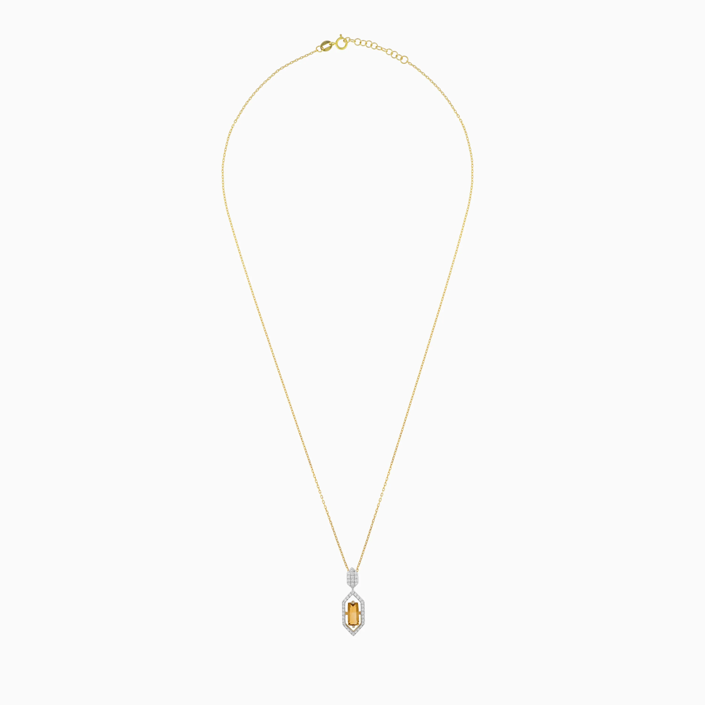 Radiant 18K Yellow Gold Necklace with Diamond and Citrine – Rabiya Collection - Image 3