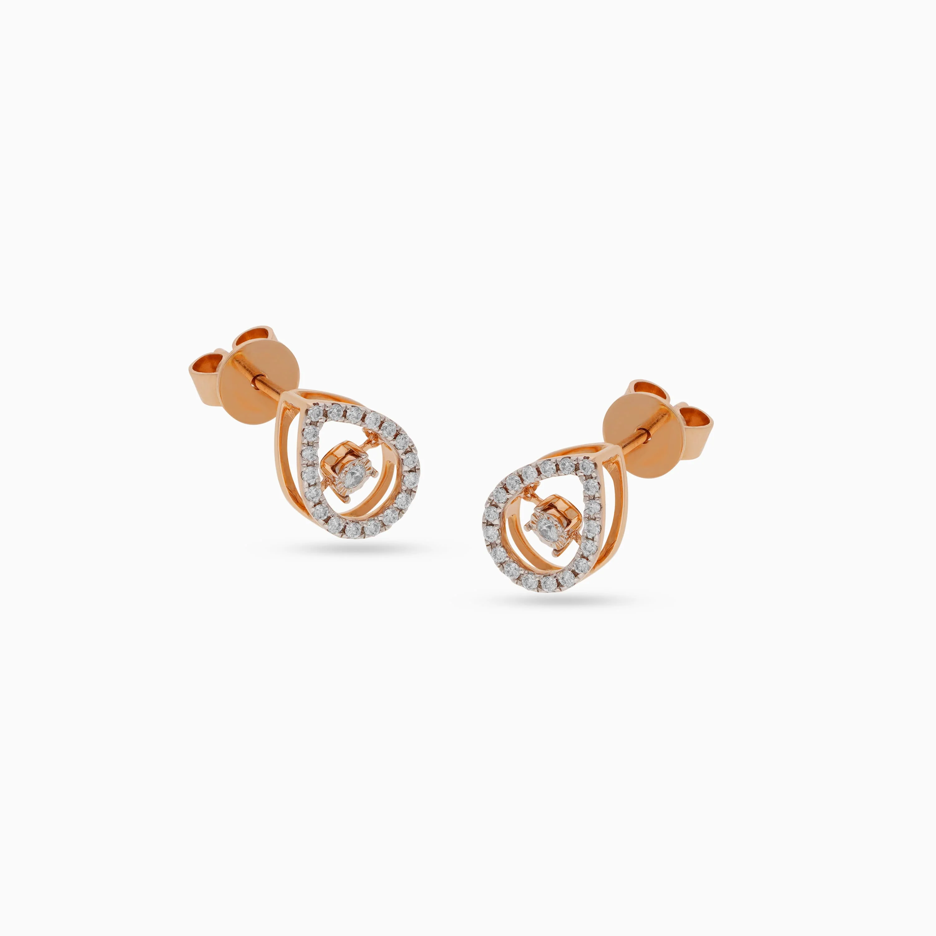 18K Rose Gold Drop Earrings with Dancing Diamonds | Dancing Diamond Collection - Image 3