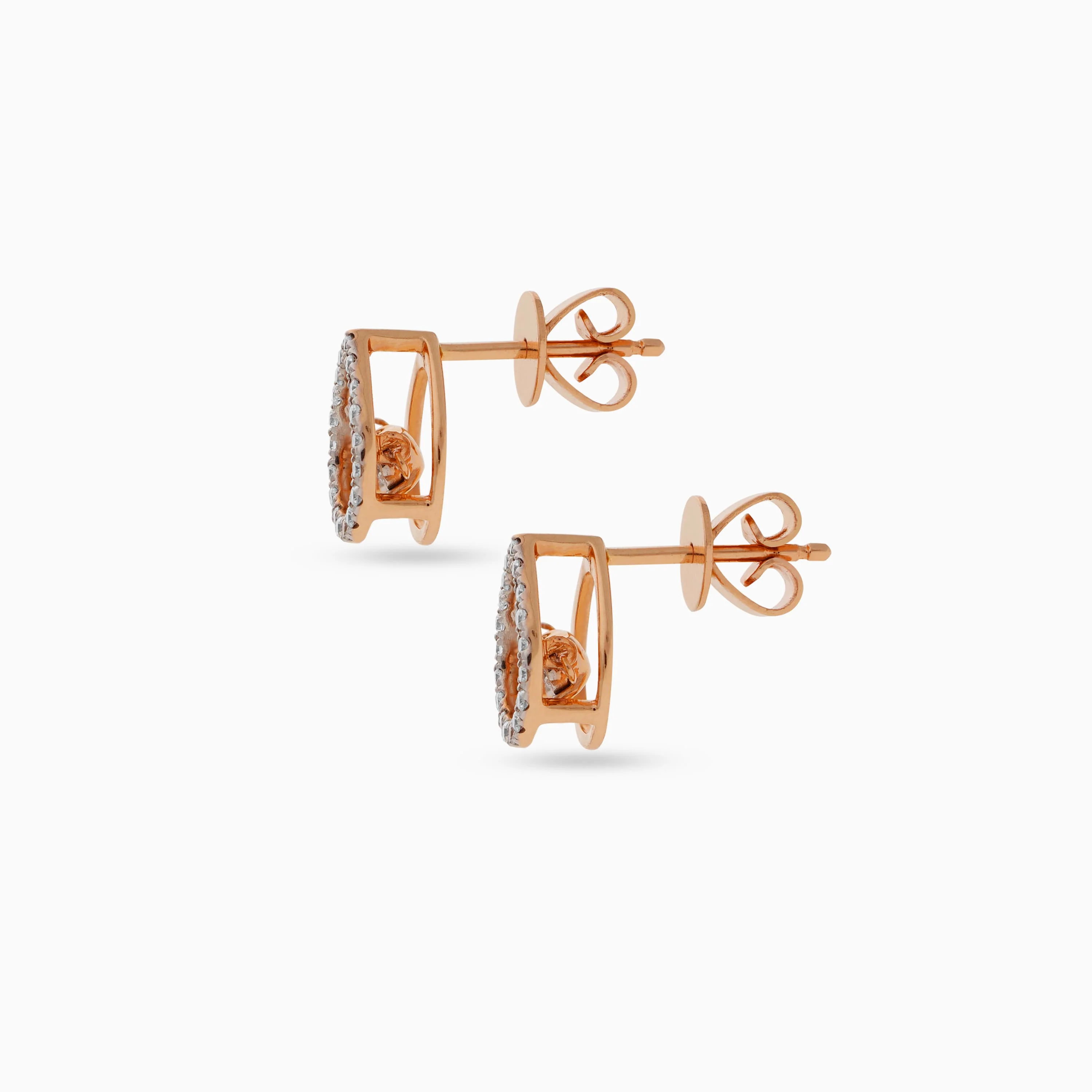 18K Rose Gold Drop Earrings with Dancing Diamonds | Dancing Diamond Collection - Image 4