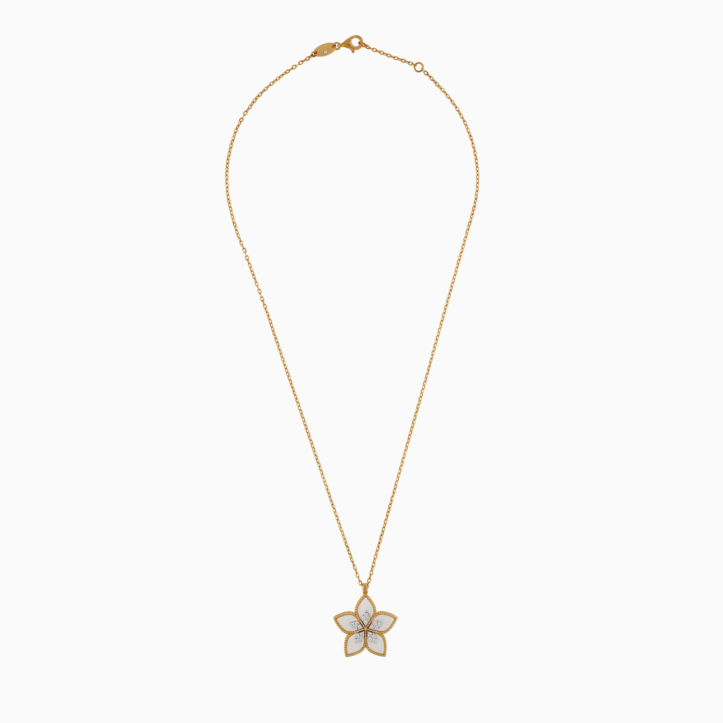 18K Gold Diamond & Mother of Pearl Pendant Chain – Fortuna Diamond Collection - Image 3