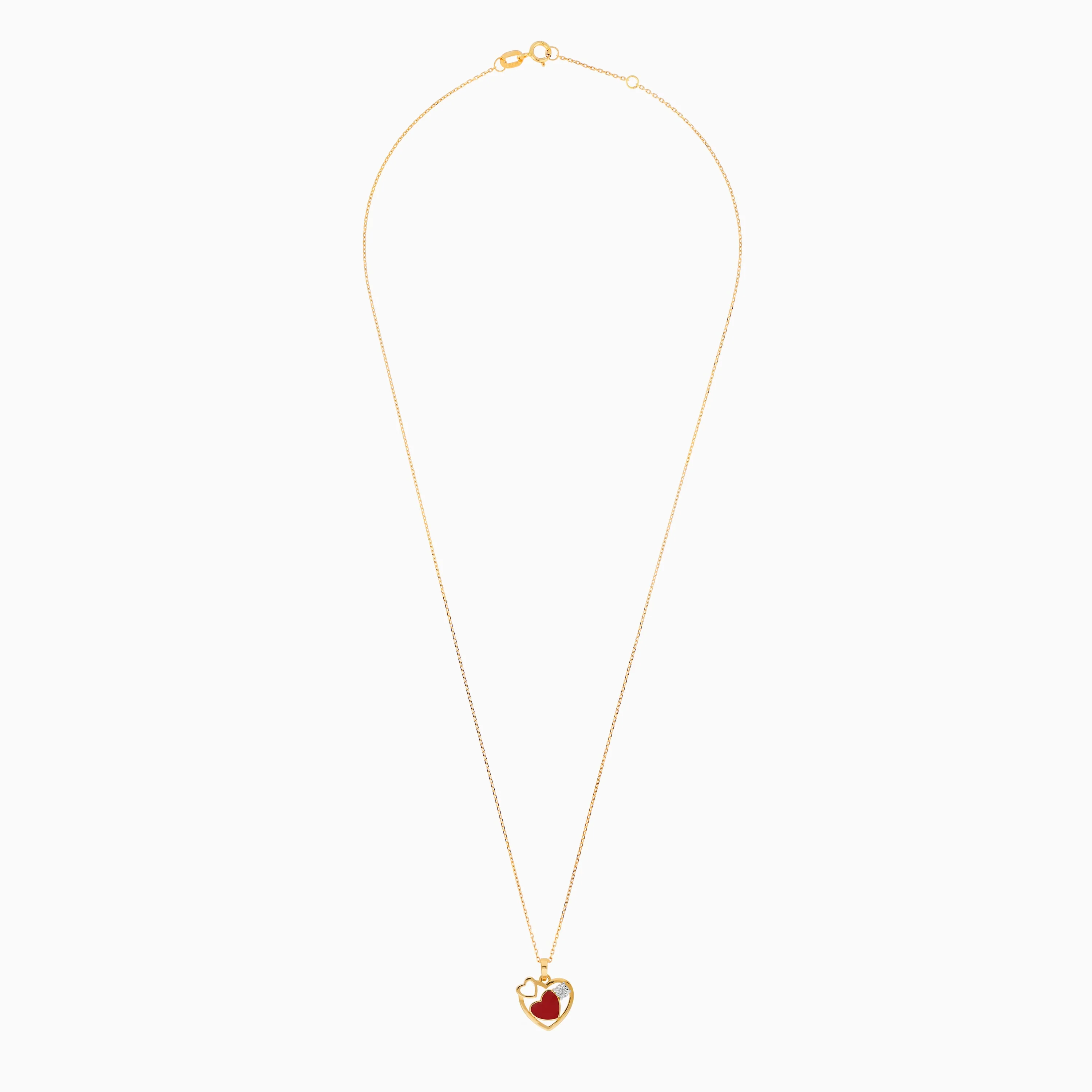 18k Yellow Gold Diamond Necklace for Kids with Heart Shapes | Dalia Kids Collection - Image 2
