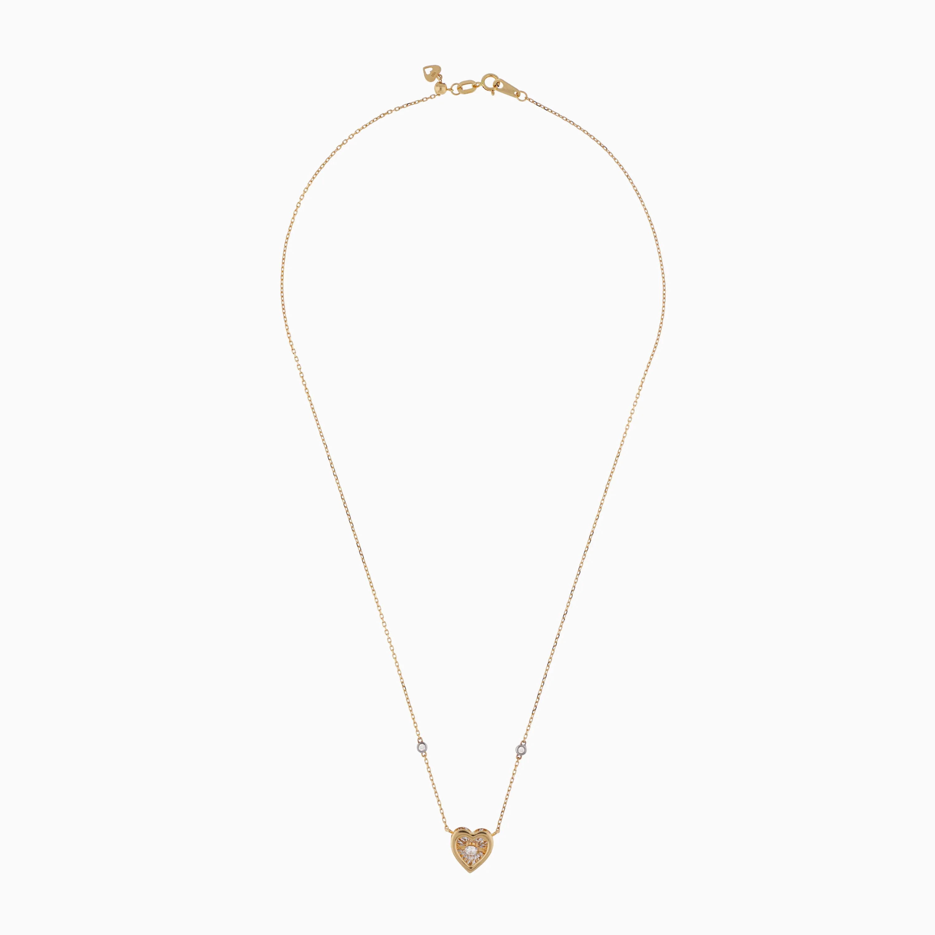 18k Yellow Gold Heart-Shaped Pendant Necklace | Dancing Diamond Collection - Image 3