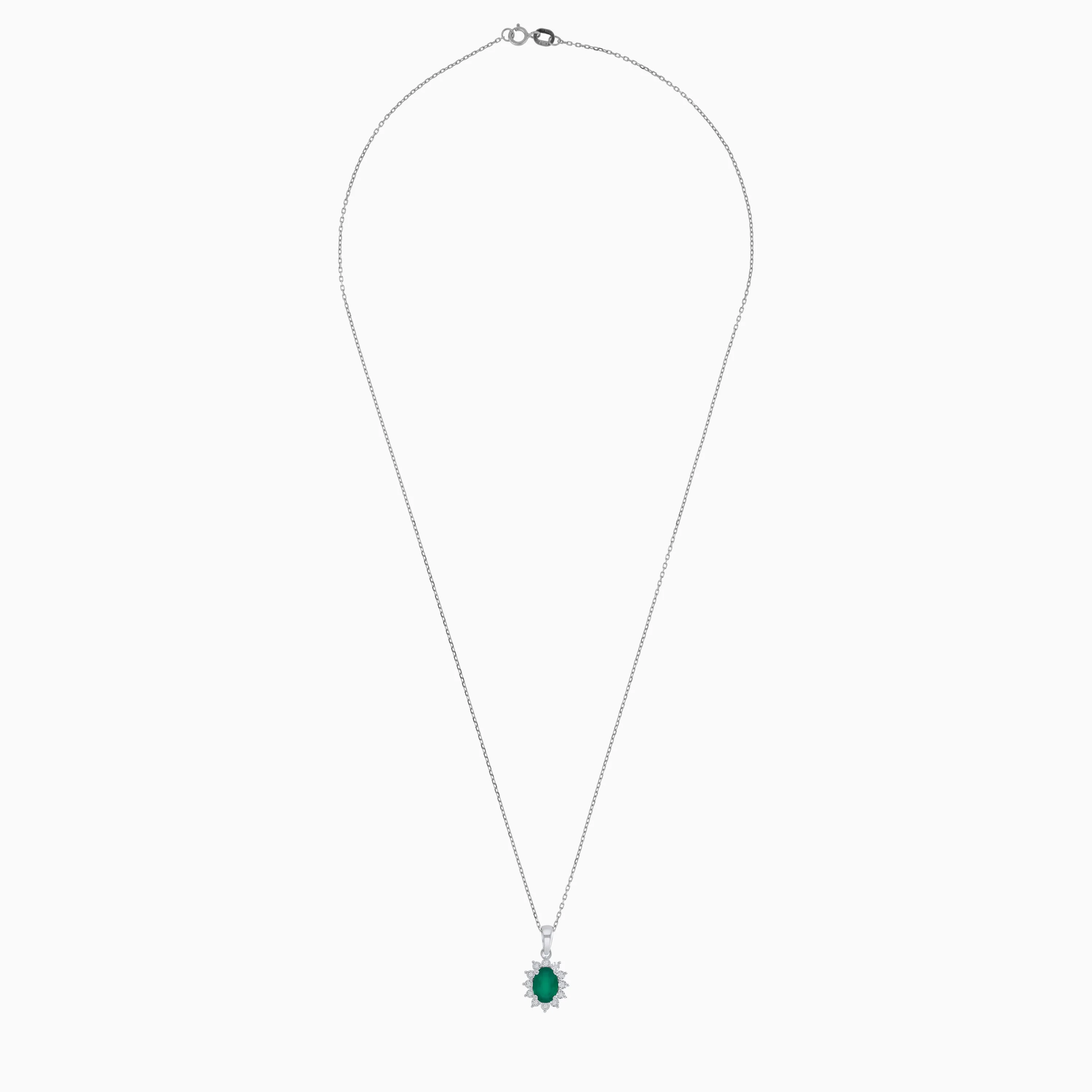 Diana 18K White Gold Agate & Diamond Necklace - Image 3