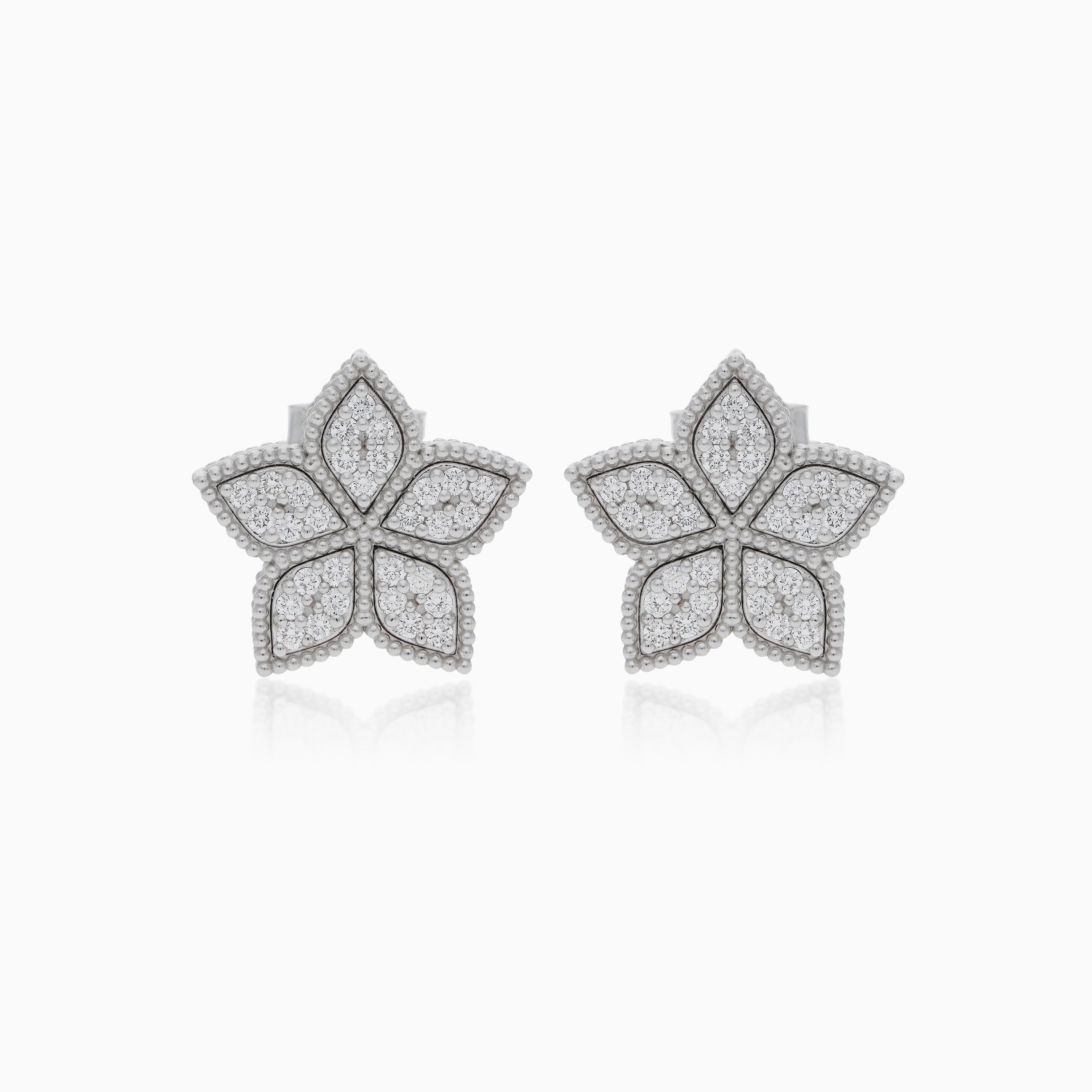 18K WHITE GOLD EARRINGS DECORATED WITH NATURAL DIAMOND STONES - Image 4
