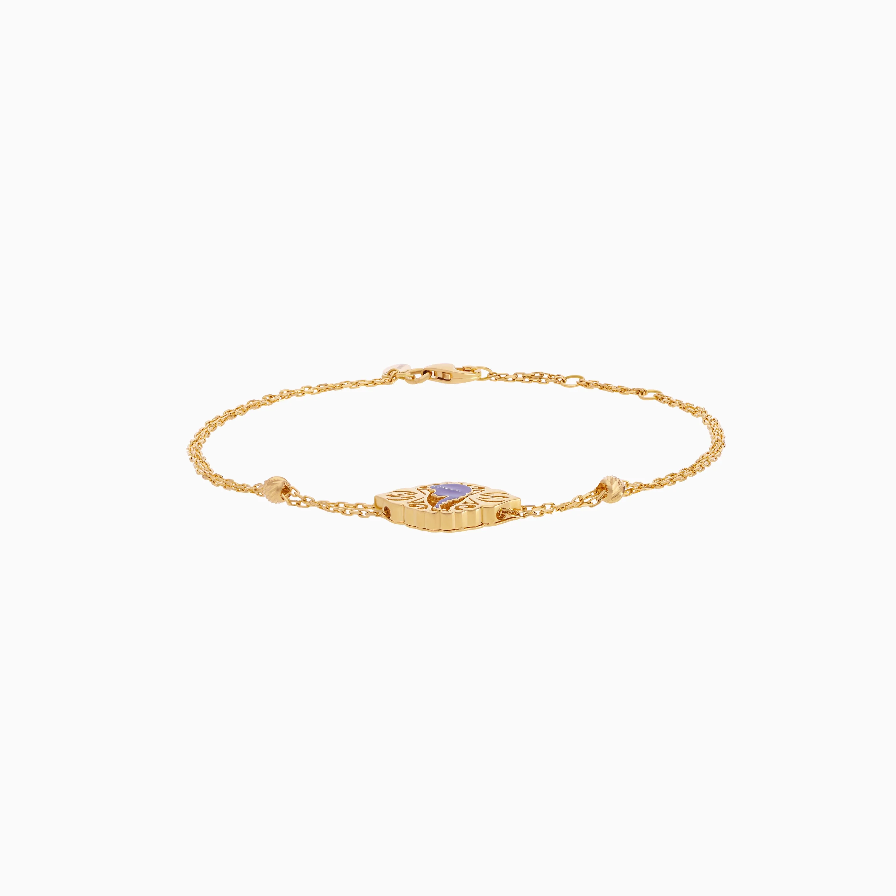 18k Yellow Gold Anna Double Chain Bracelet with Enamel | Disney Collection - Image 3