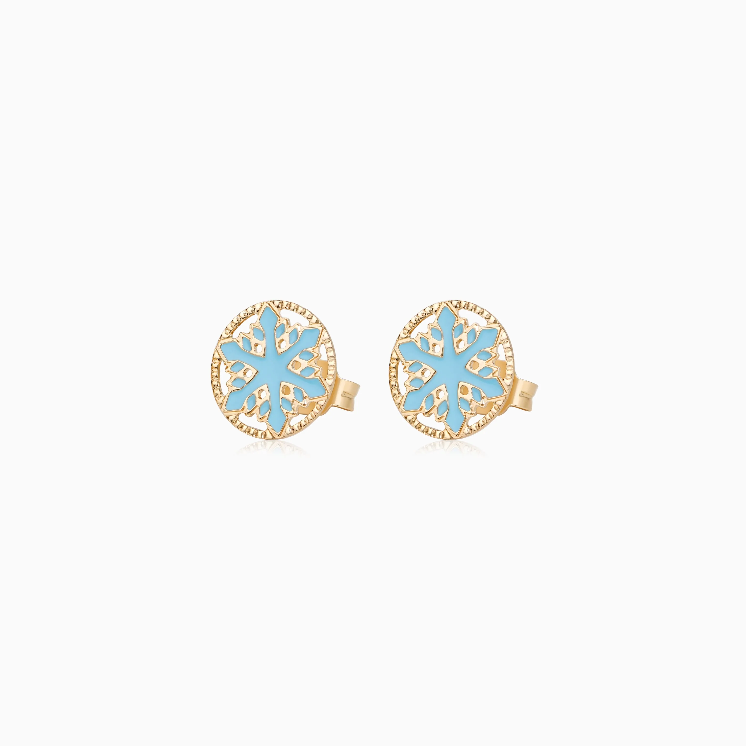 18k Yellow Gold Snowflake Earrings for Children | Disney Collection - Image 2