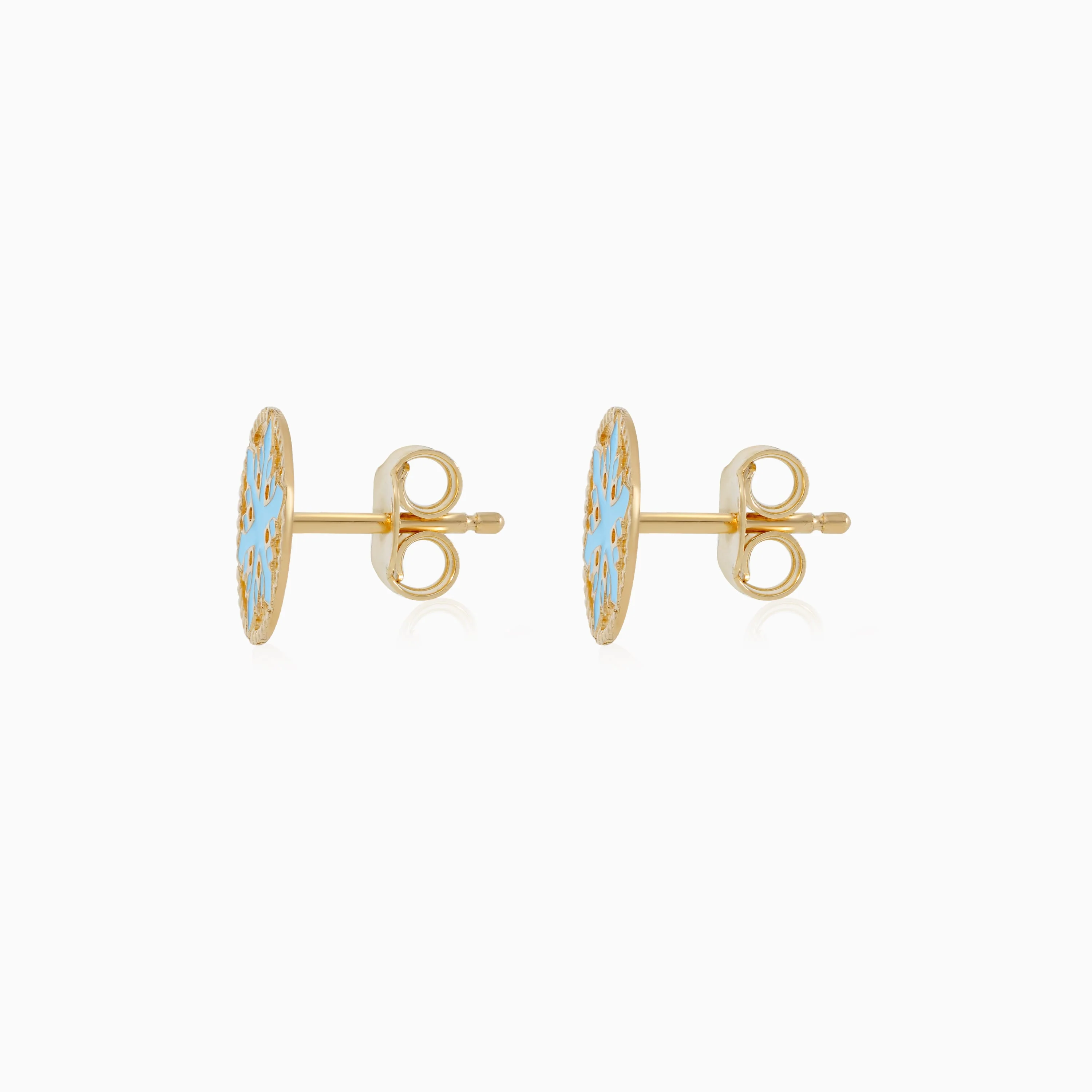 18k Yellow Gold Snowflake Earrings for Children | Disney Collection - Image 3