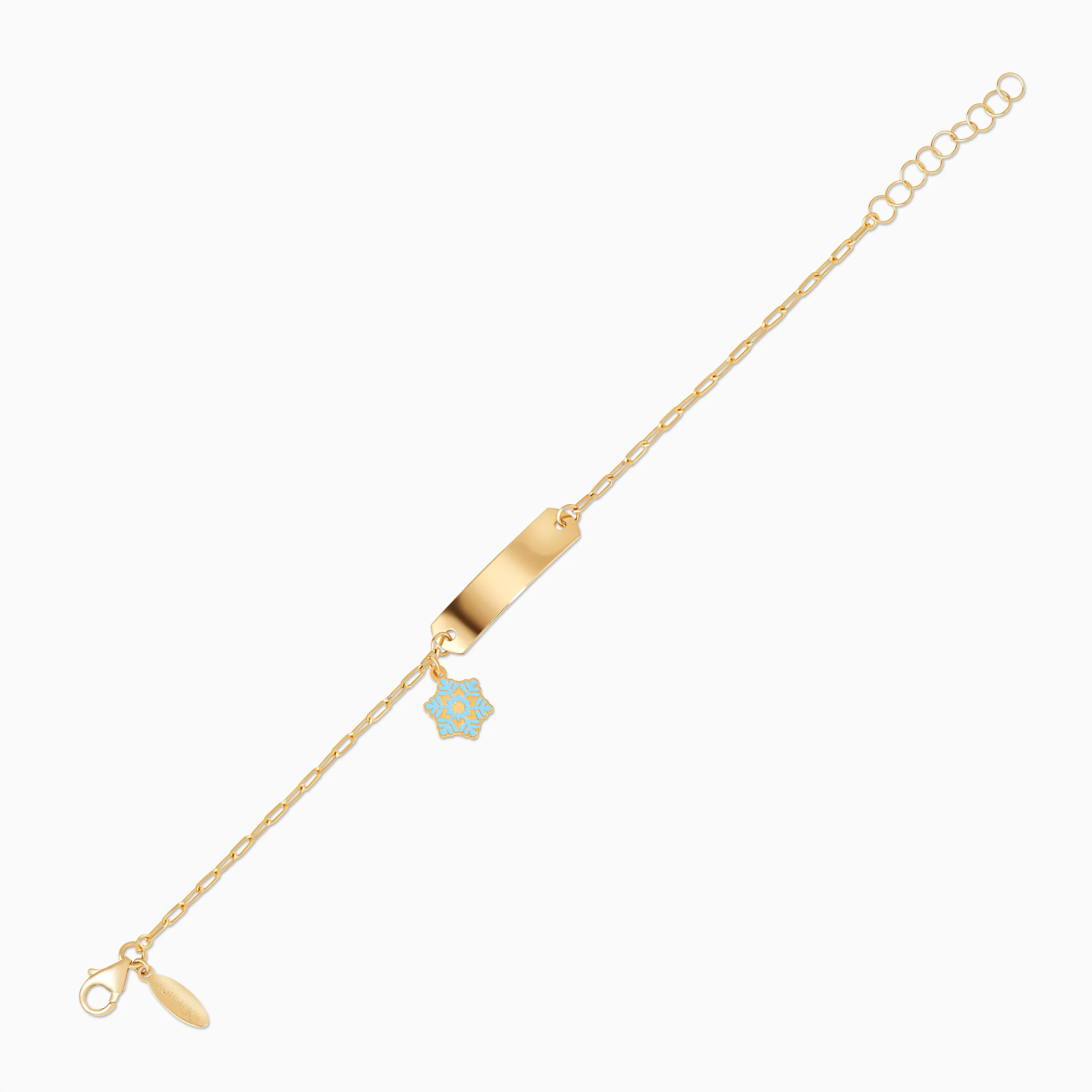 18k Yellow Gold Snowflake I-D Bracelet with Turquoise Enamel | Disney Collection - Image 3