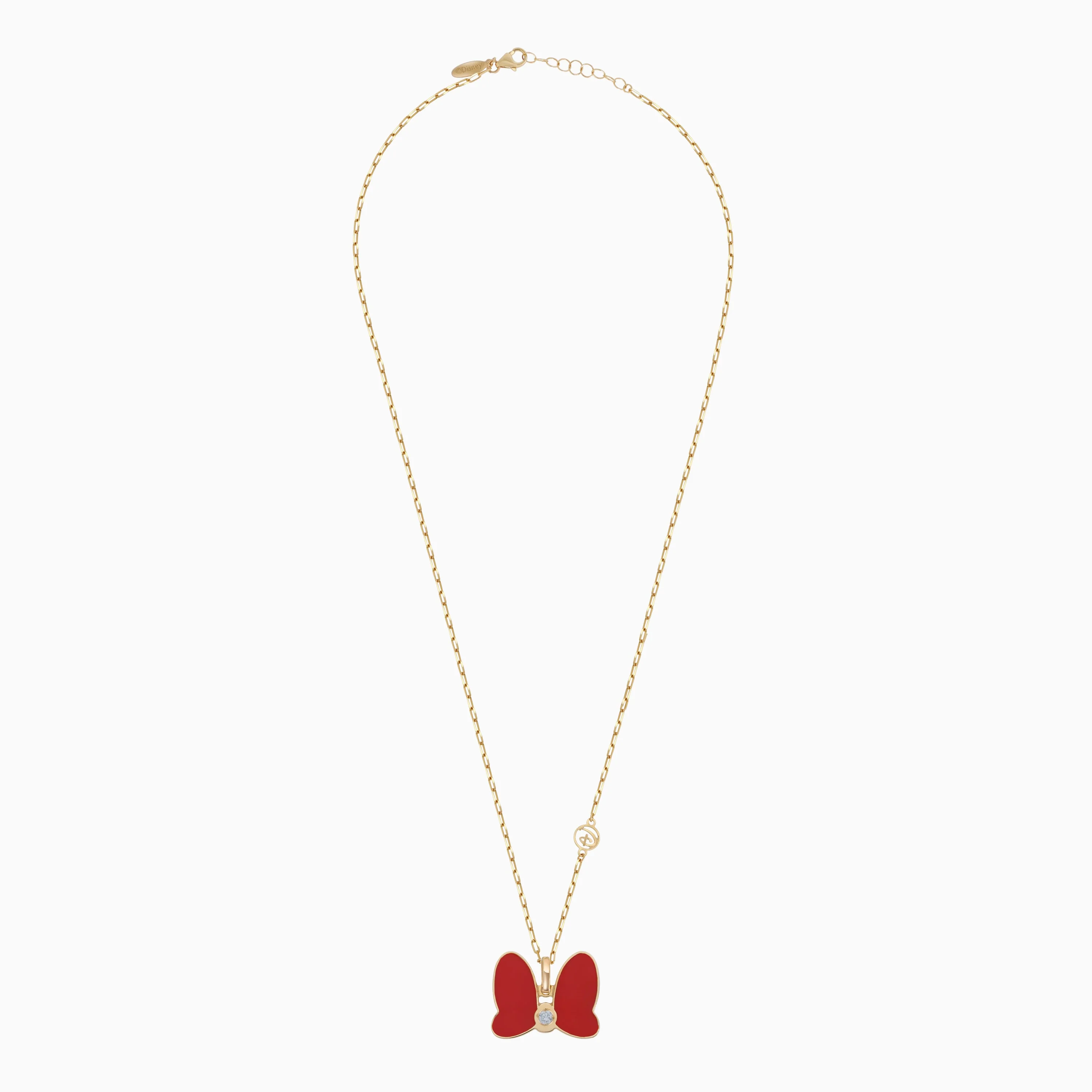 18k Yellow Gold Mini Mouse Bow Necklace for Kids with Natural Diamonds & Enamels | Disney Collection - Image 2