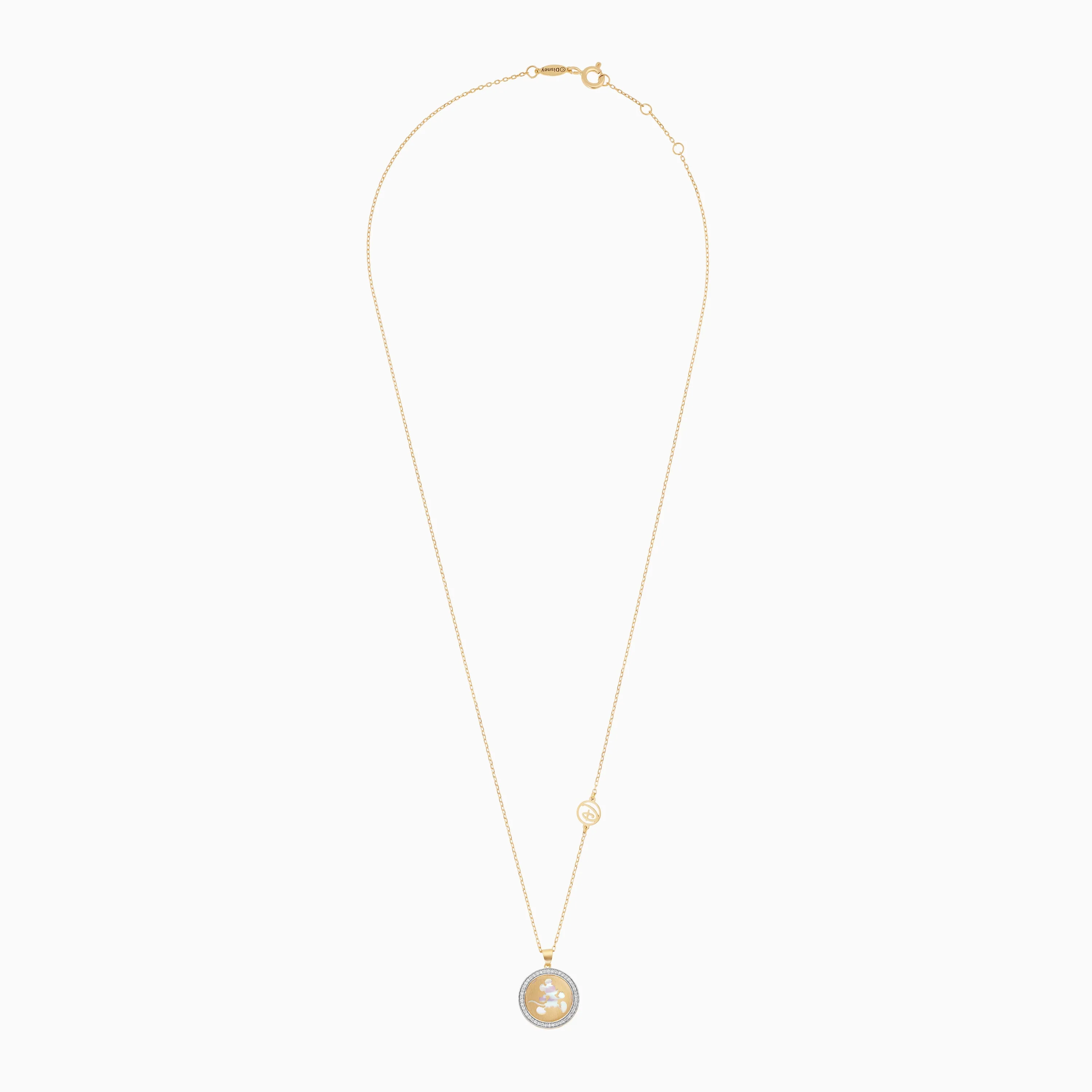 Disney Mickey & Friends – 18K Yellow Gold Mickey Mouse Silhouette Necklace with Natural Diamonds & Mother of Pearl - Image 2
