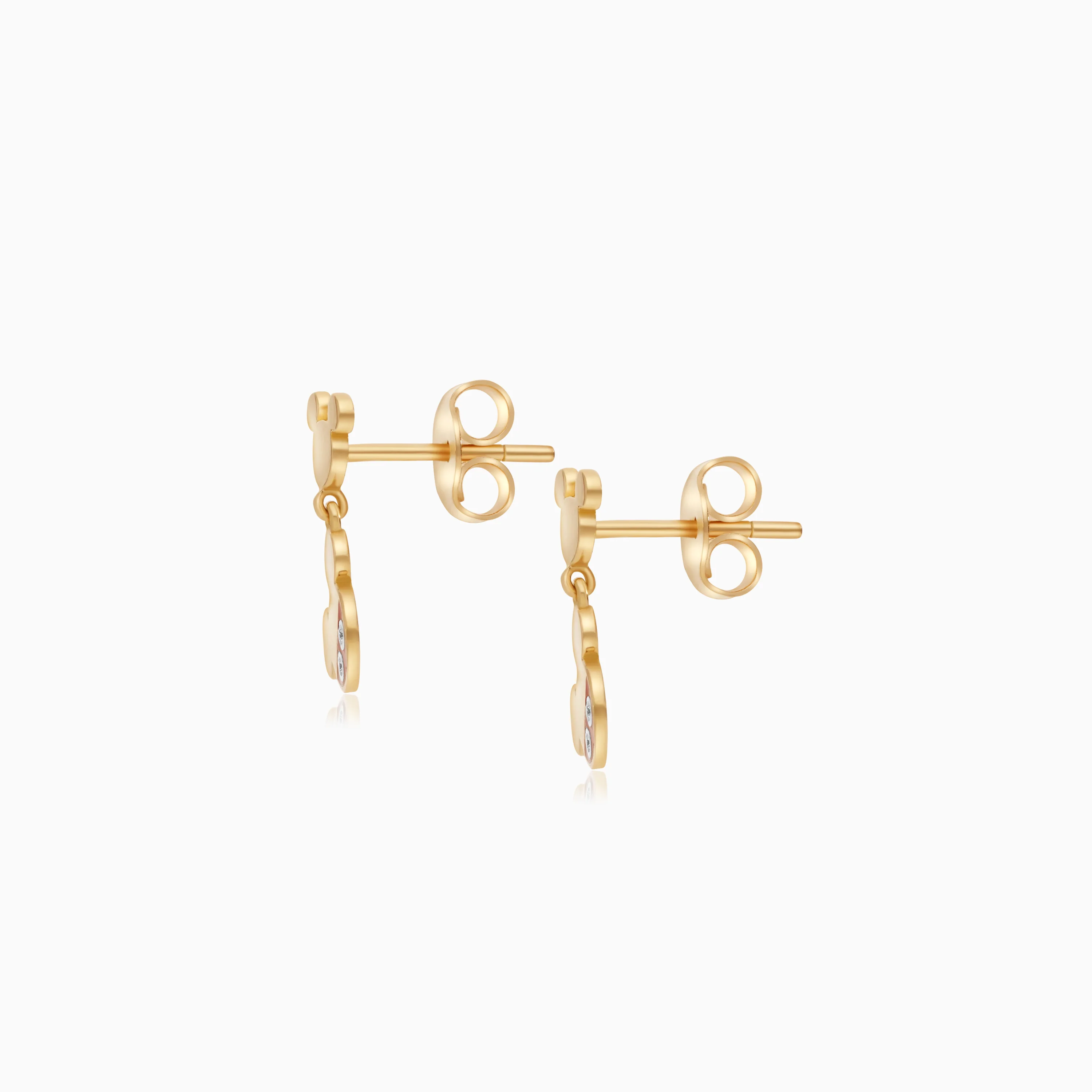 Disney Mickey Mouse 18k Yellow Gold Stud Earrings with Red Enamel & Natural Diamonds for Kids | Disney Collection - Image 2