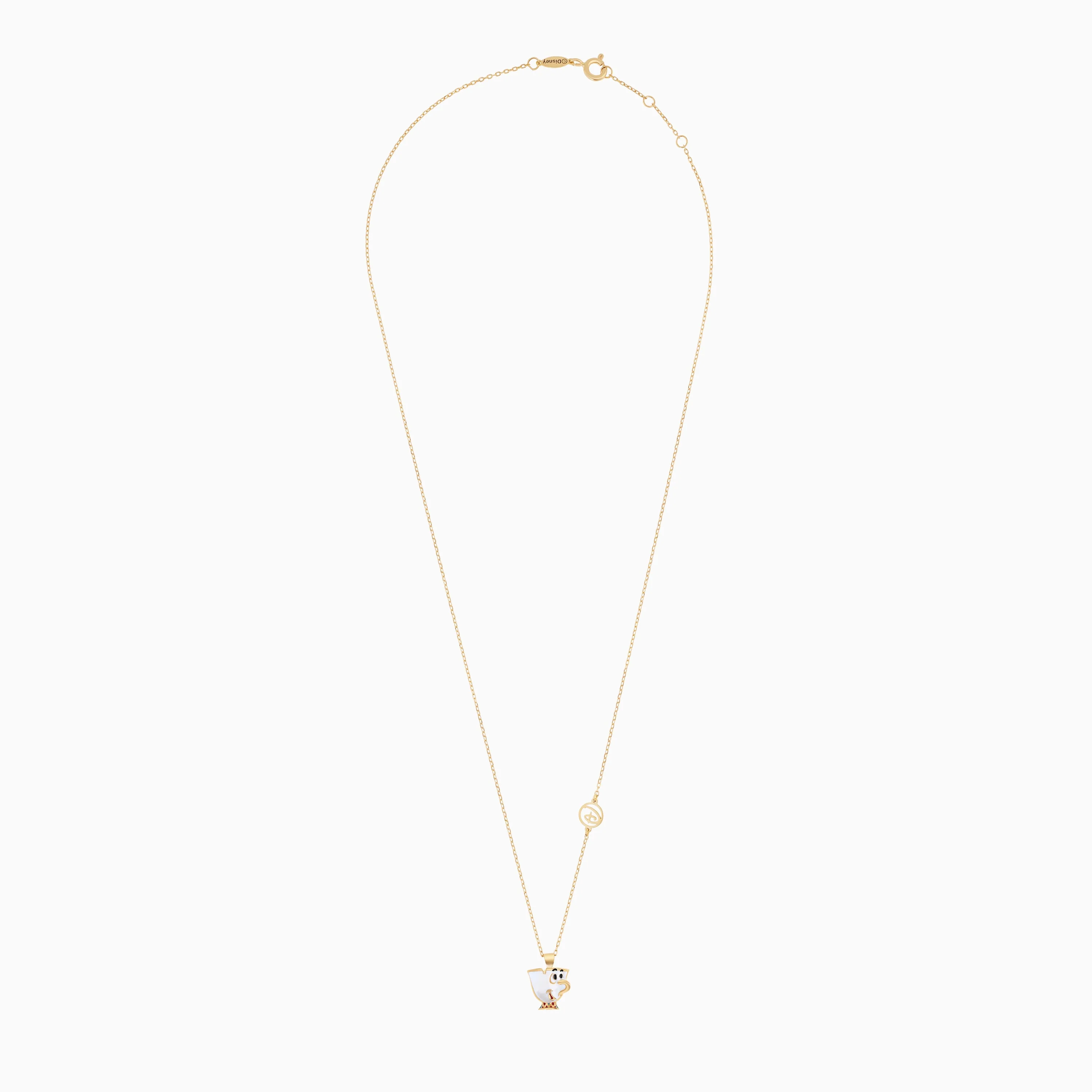 18K Yellow Gold Disney Princess Belle & Chip Teacup Necklace for Kids with Enamel | Disney Collection - Image 2