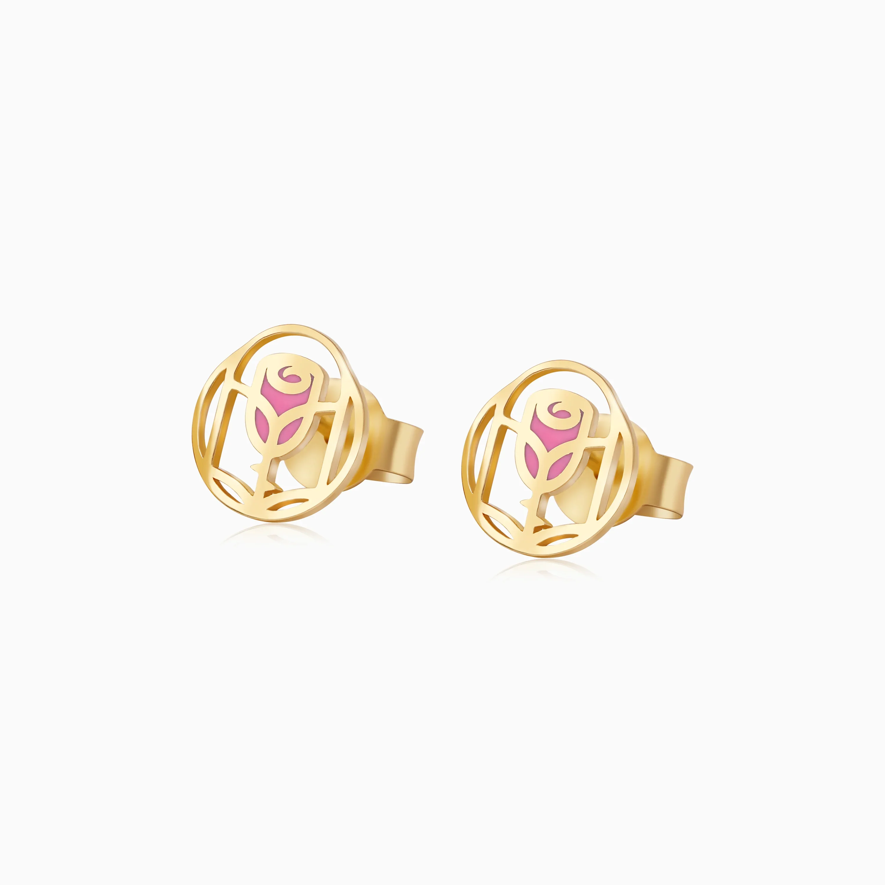 18k Yellow Gold Disney Princess Belle Earrings for Kids | Disney Collection - Image 2
