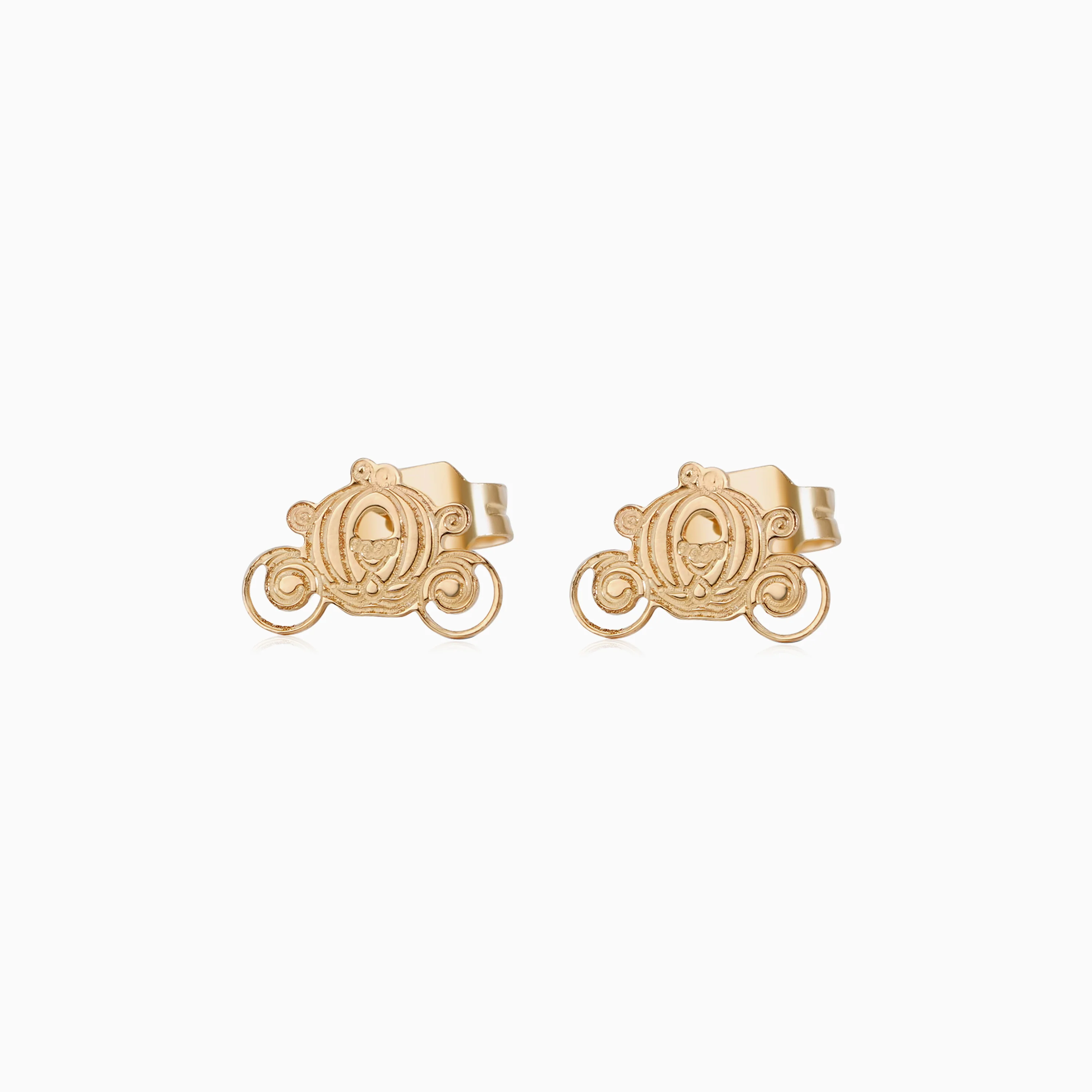 18k Yellow Gold Disney Princess Cinderella Carriage Earrings for Kids | Disney Collection - Image 2