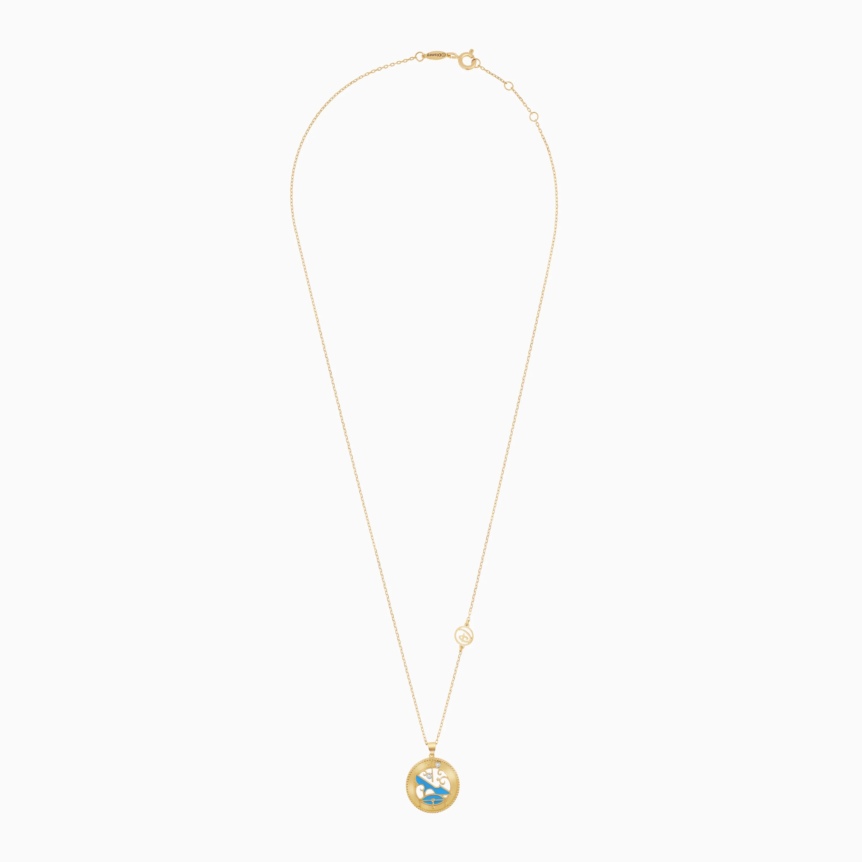 Disney Princess Cinderella – Logo Necklace in 18K Yellow Gold with Natural Diamond & Enamel - Image 2