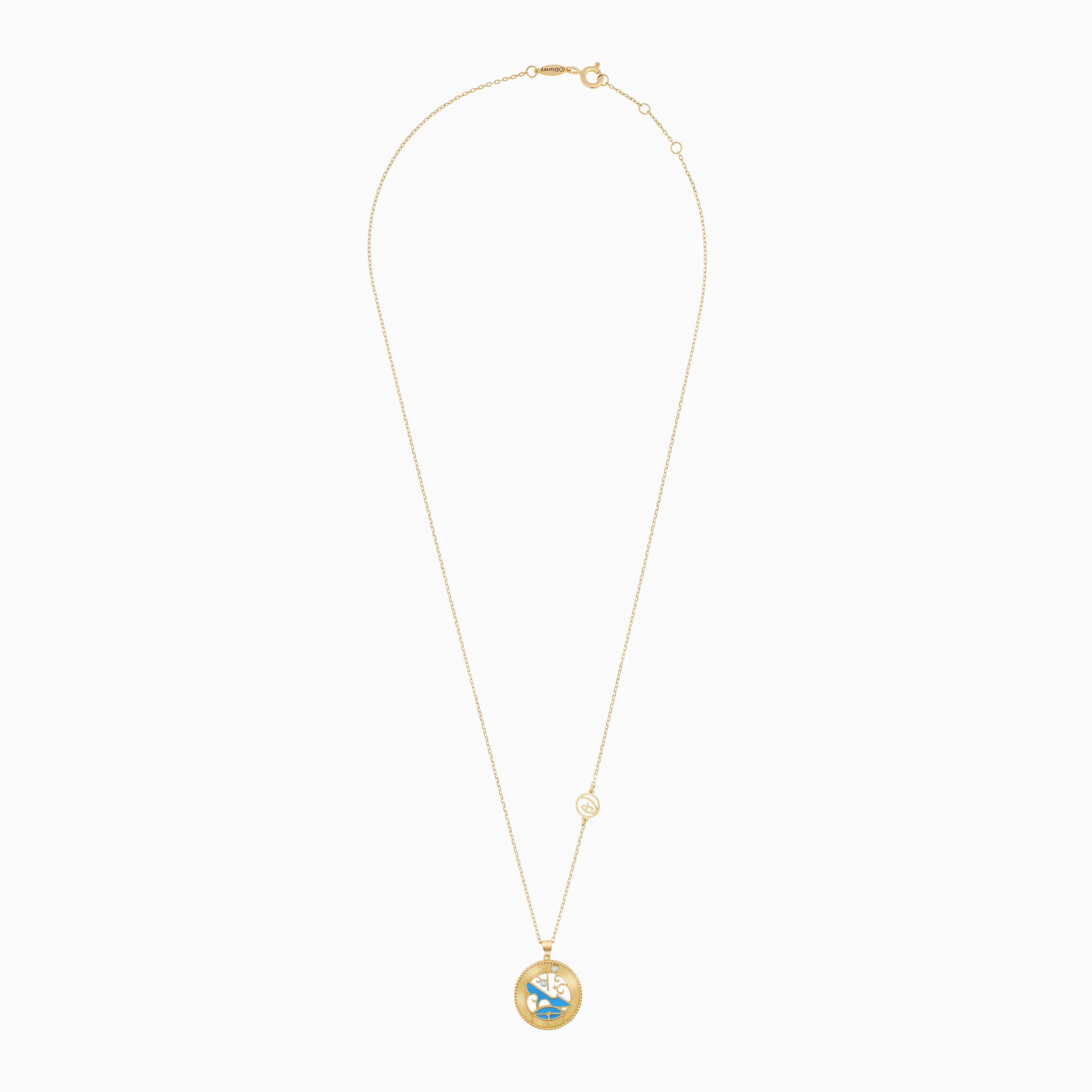 Disney Princess-Cinderella -Logo Necklace - 18 KT Yellow Gold-  with Natural Diamond &  Enamel - Image 2