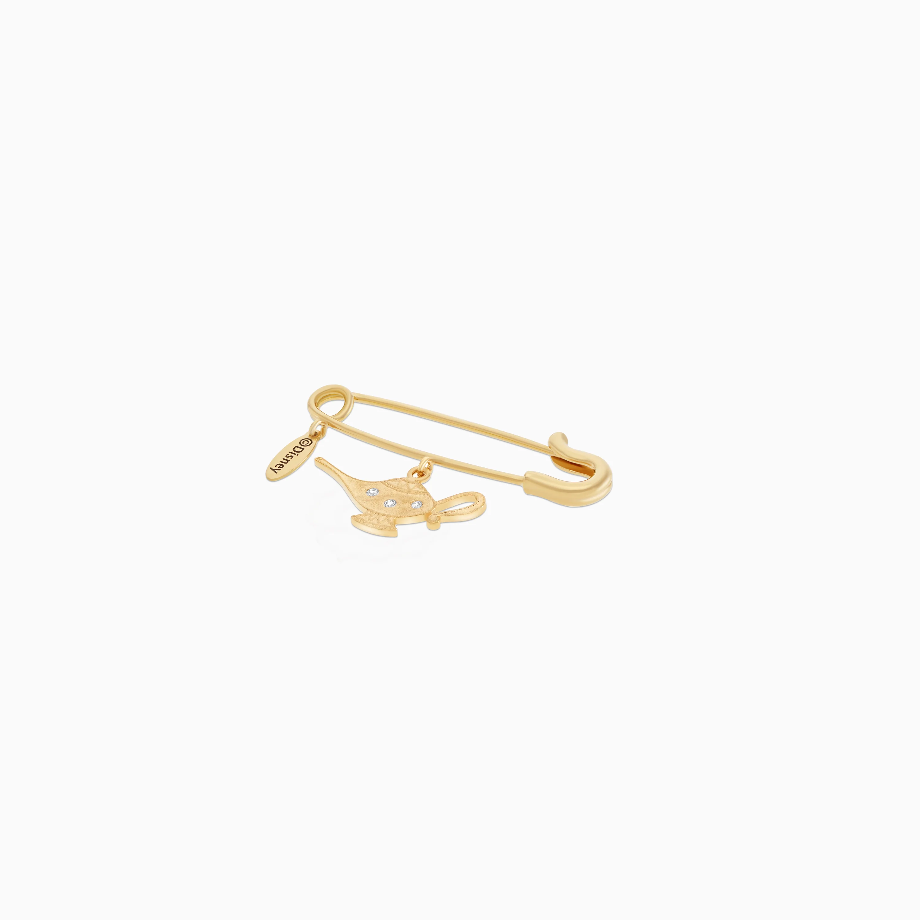 Disney Princess Jasmine – Aladdin Lamp Baby Brooch in 18K Yellow Gold with Natural Diamonds - Image 2