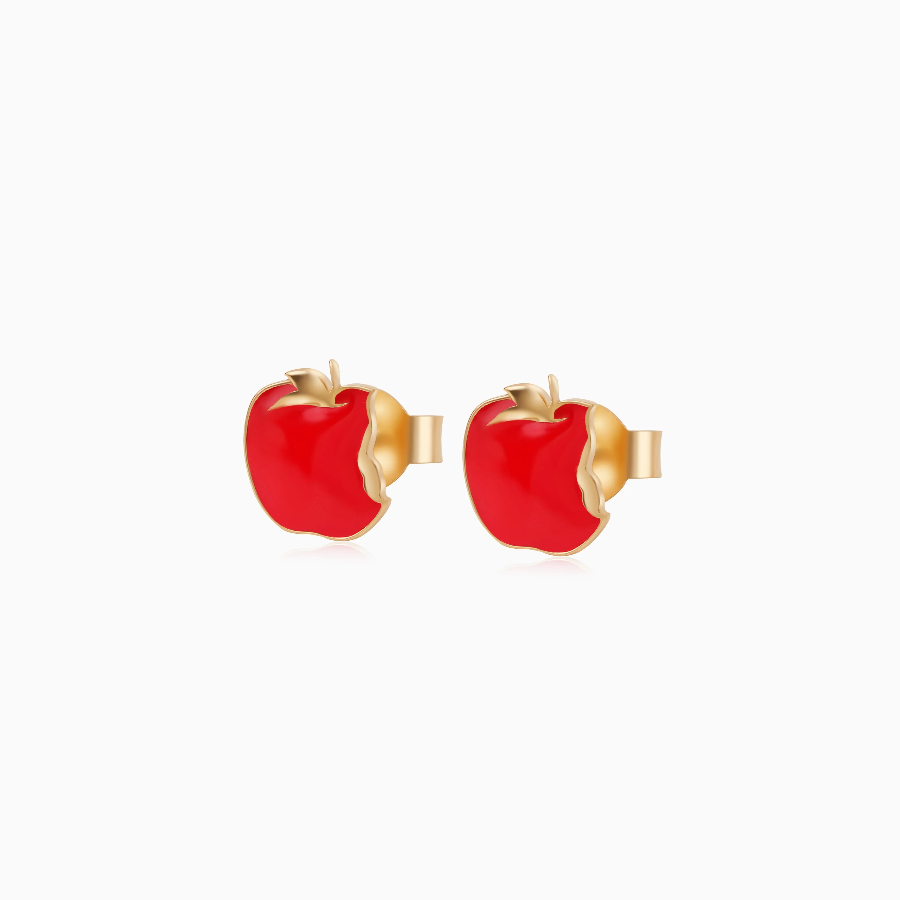 Disney Snow White Red Apple Stud Earrings in 18k Yellow Gold for Kids | Disney Collection - Image 2