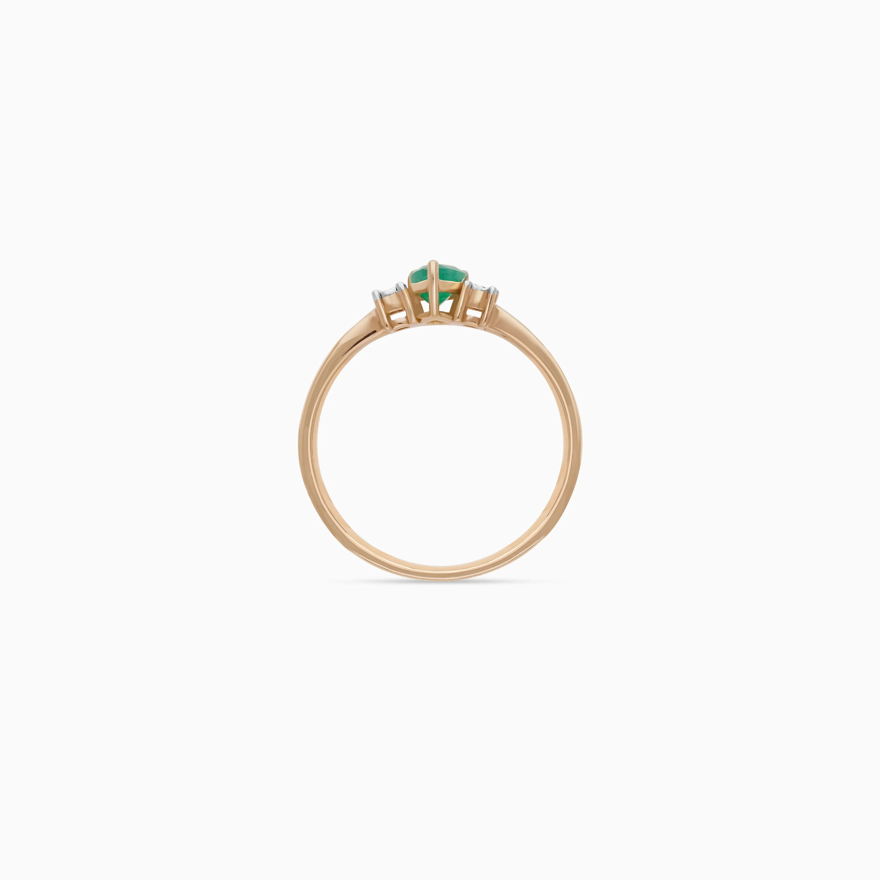 Drop shape emerald and natural diamond stones Ring in 18k rose gold | Colour Classic Collection - Image 3