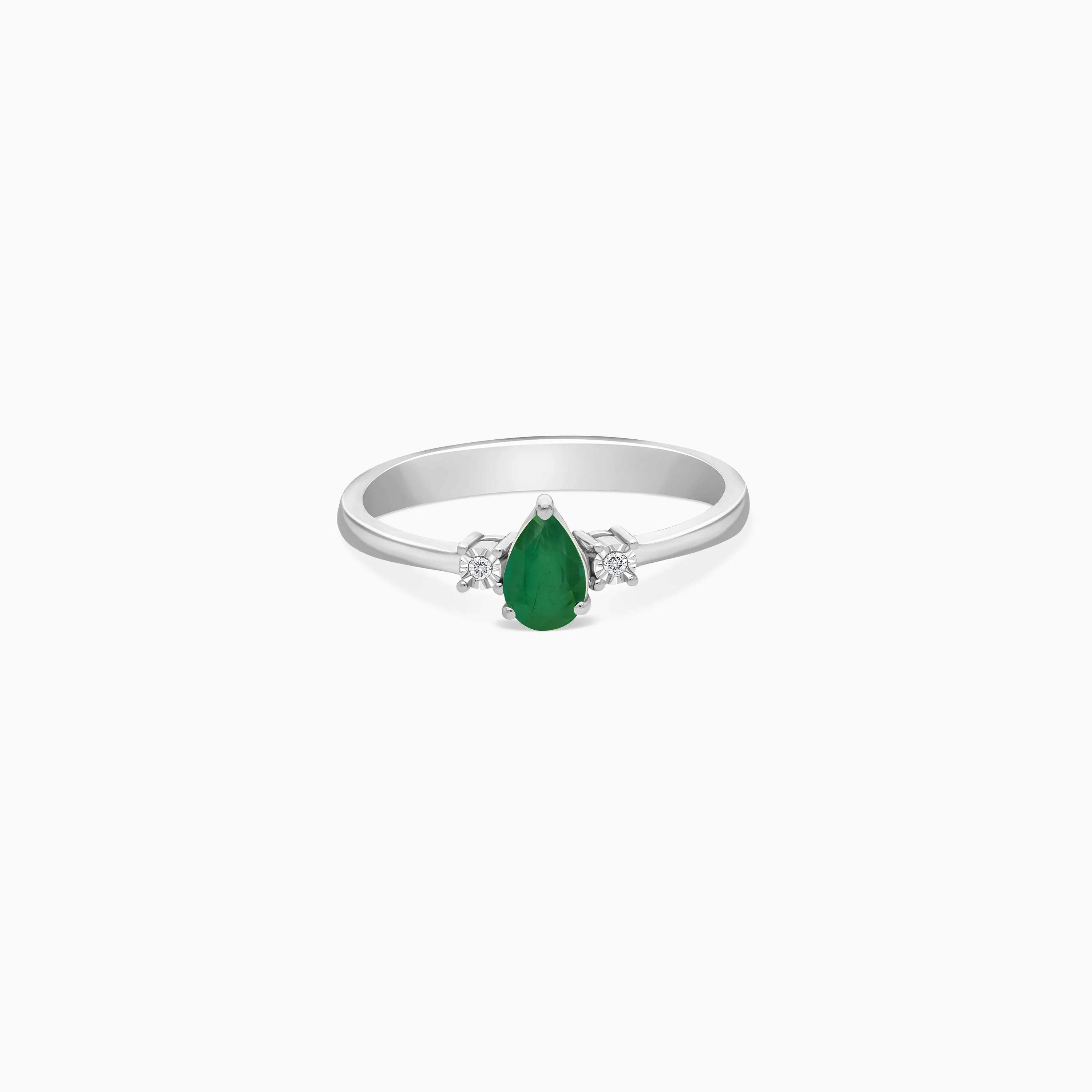 drop shape emerald and natural diamond stones Ring in 18k white gold | colour classic collection - Image 2
