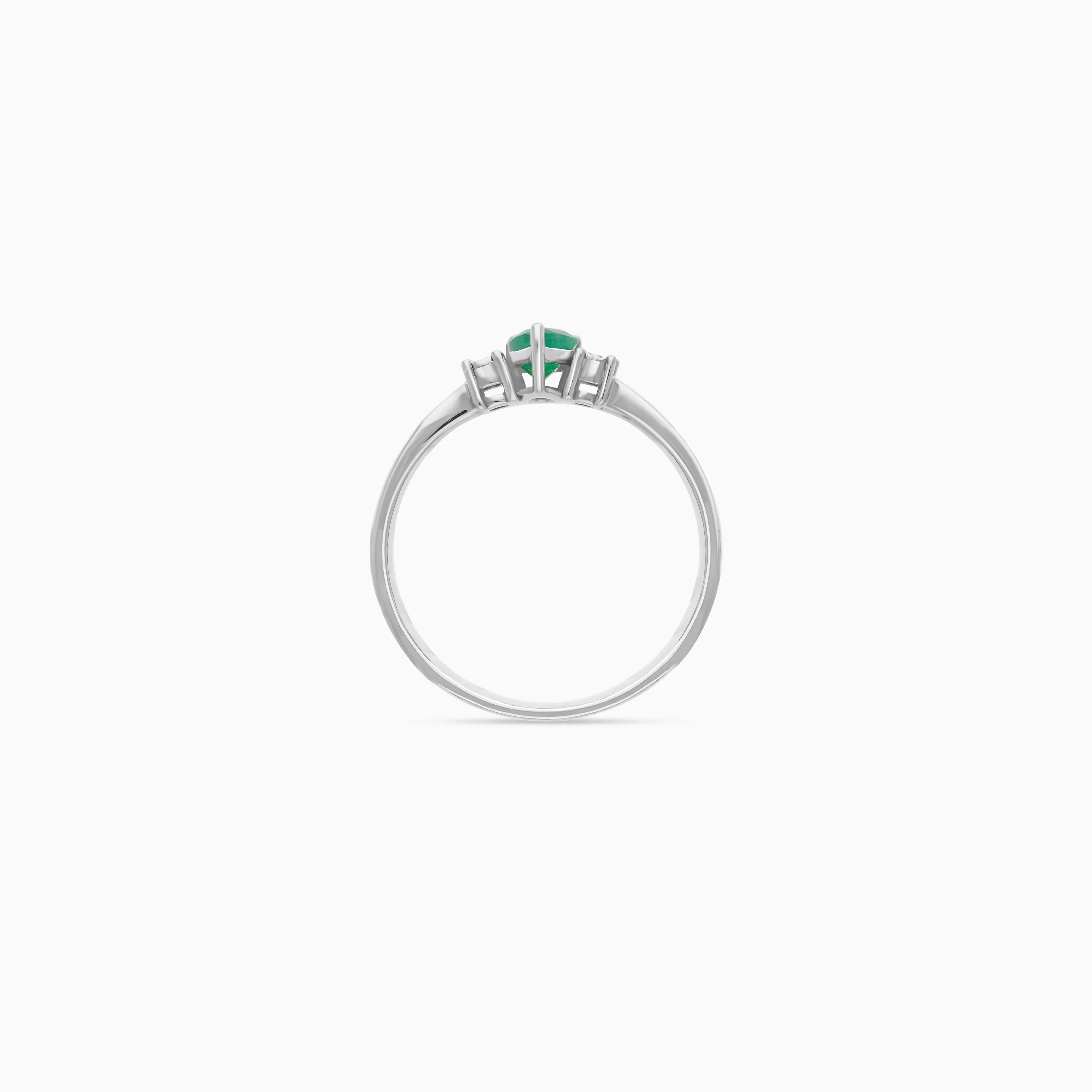 drop shape emerald and natural diamond stones Ring in 18k white gold | colour classic collection - Image 3