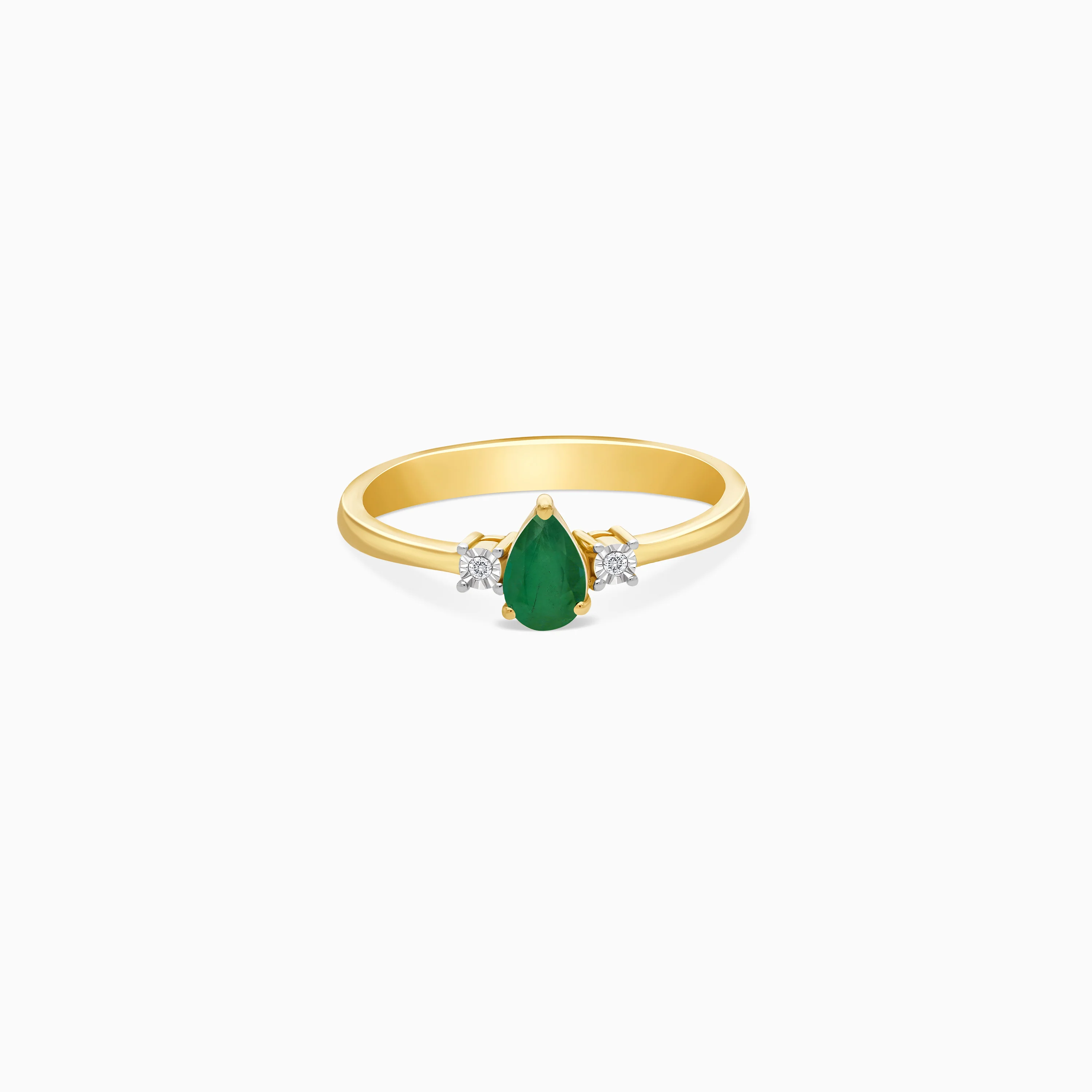 drop shape emerald and natural diamond stones Ring in 18k Yellow gold | colour classic collection - Image 2